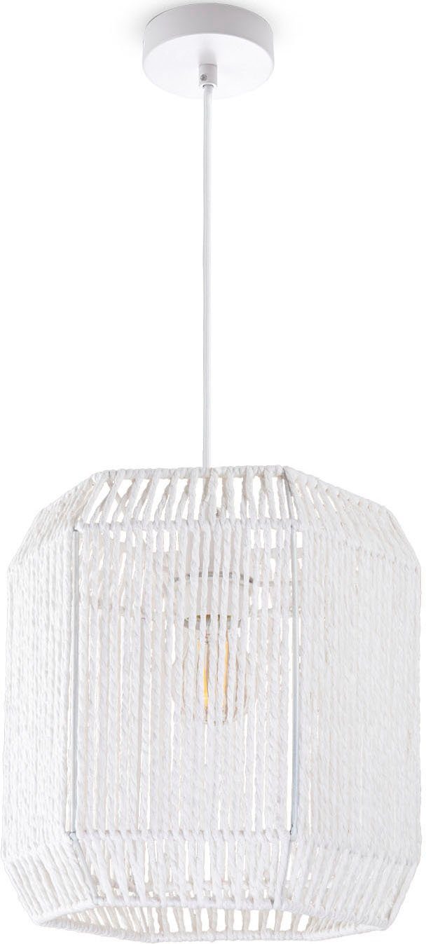 Rattan ohne Home Papier Sechseckig Boho Pendelleuchte Schirm Leuchtmittel, Wohnzimmer Esszimmer Paco Optik Pepe, Hugo