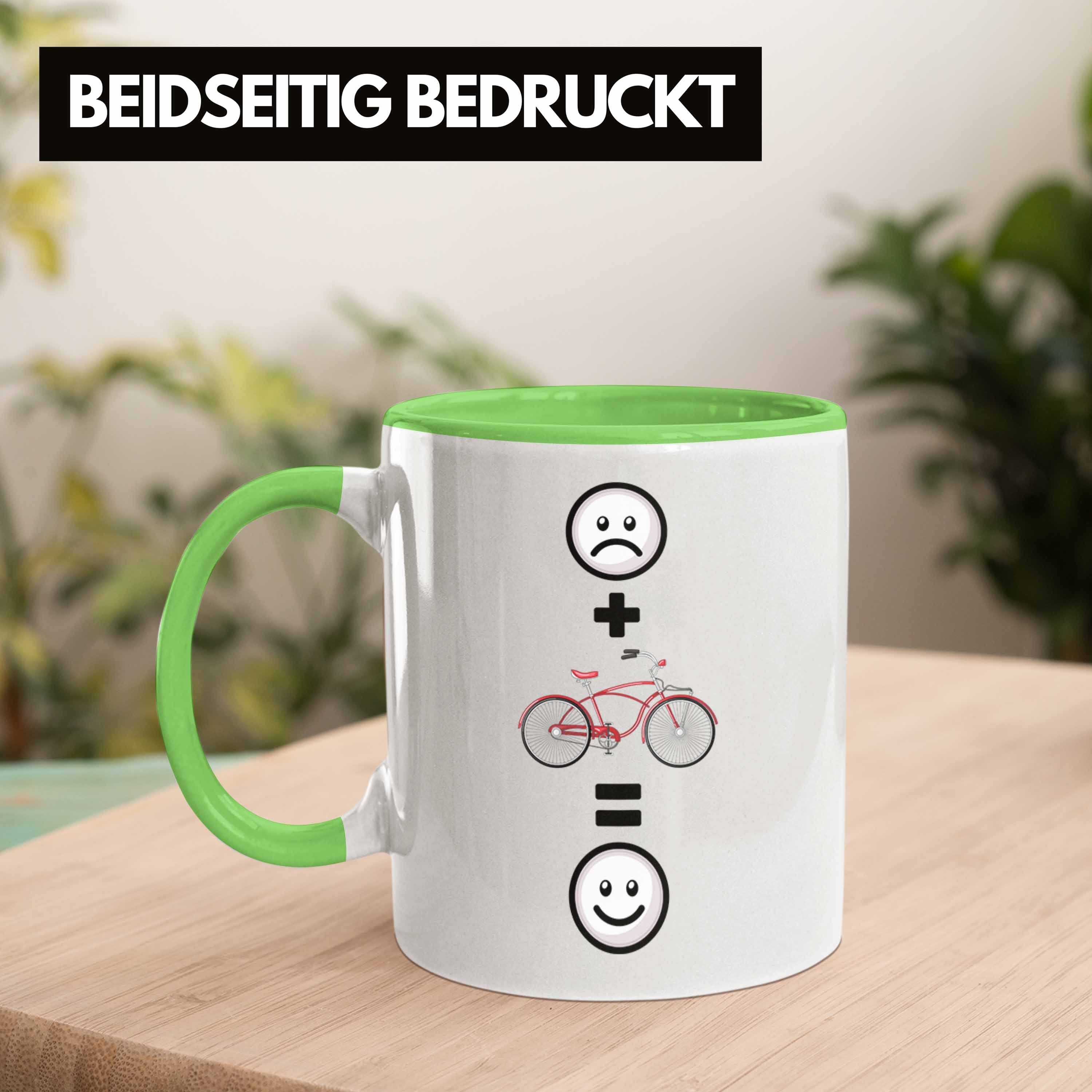Tasse Trendation Fahrrad :(Fah Tasse Fahrradfahrer Grün für Lustige Geschenk Geschenkidee