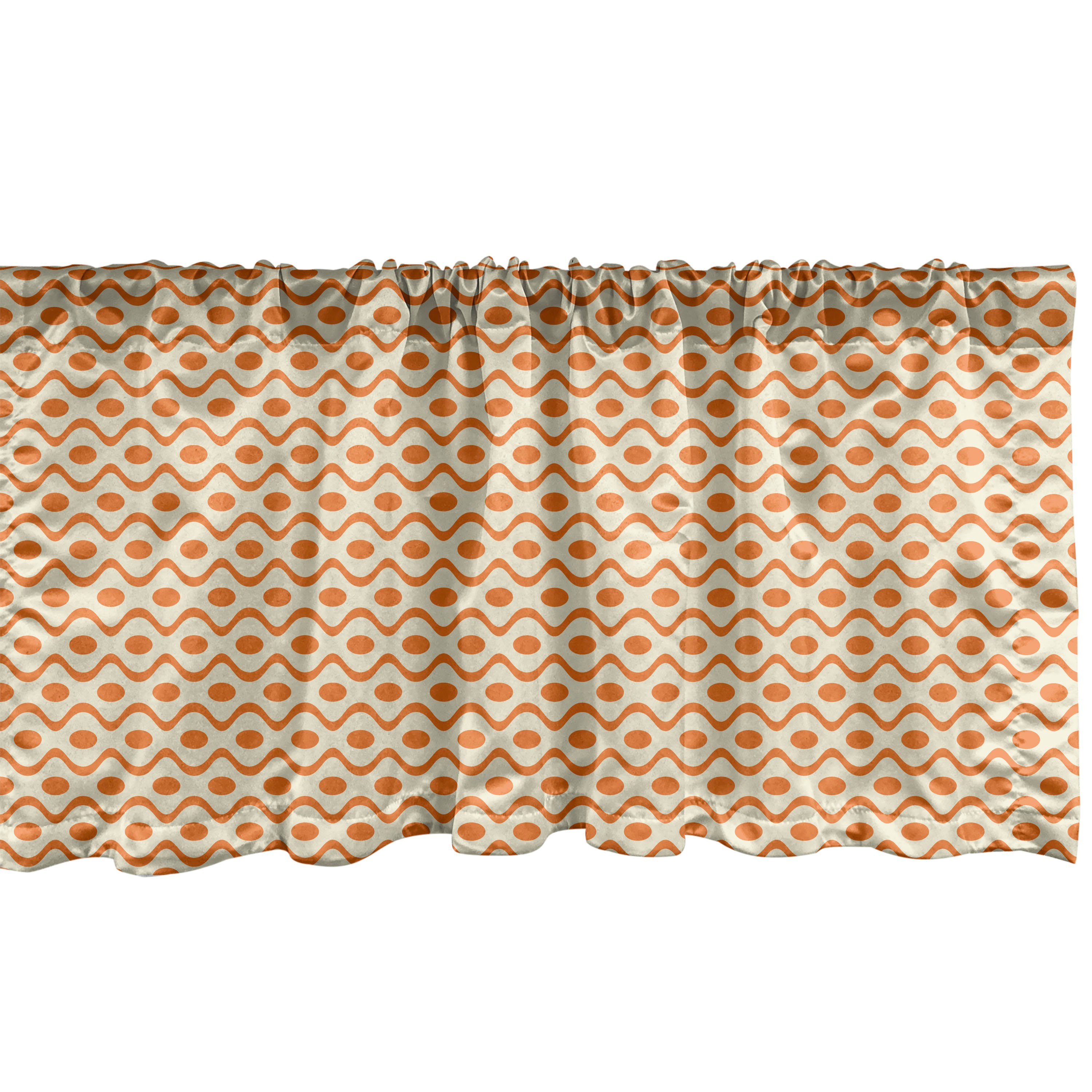 Scheibengardine Vorhang Volant für Küche Schlafzimmer Dekor mit Stangentasche, Abakuhaus, Microfaser, Jahrgang Wellenförmige Elliptic Muster