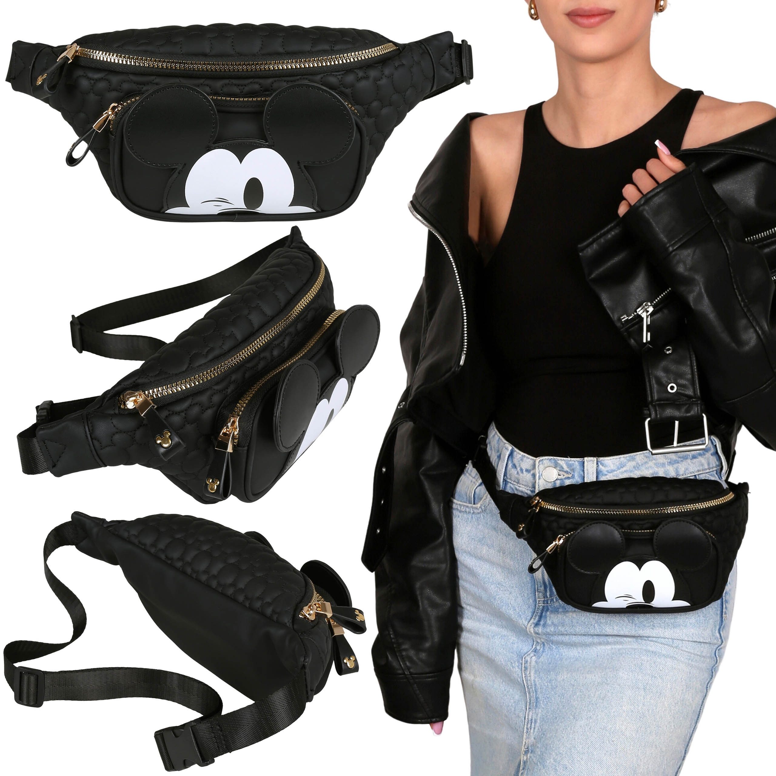 Sarcia.eu Bauchtasche DISNEY Mickey Mouse schwarze Nierentasche, Stepptasche, verstellbar