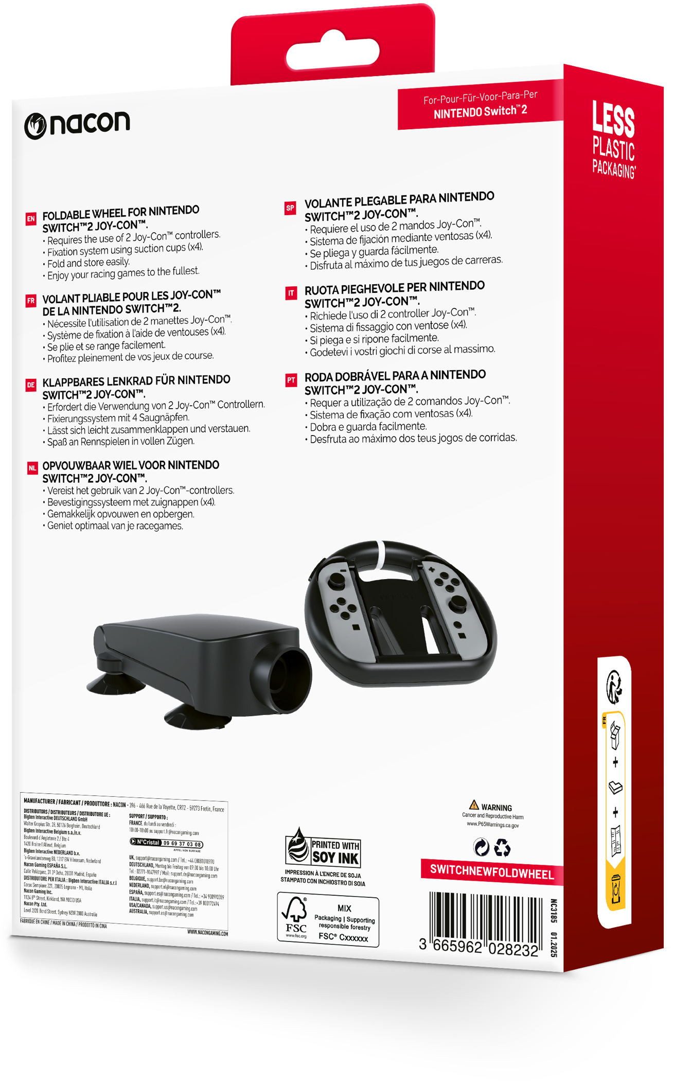 nacon für Nintendo Switch 2 Wheel klappbares Lenkrad Joy-Con NA028232 Zubehör Nintendo