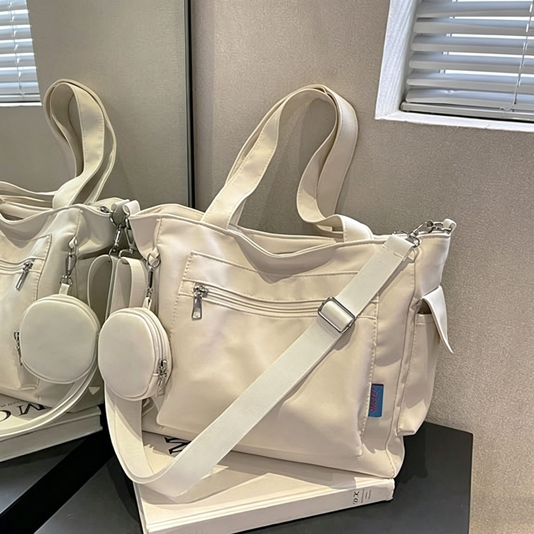 Mutig Umhängetasche Damen-Handtasche, Schultertasche, lässig, Canvas mit mehreren Taschen (Groß Umhängetasche, Einkaufstaschen mit Reißverschluss Innenfach, Tragetasche Leichte, Mit kleiner Geldbörse Elegante Modische), Tote Bag für Arbeit Büro Reisen Einkaufen Schule