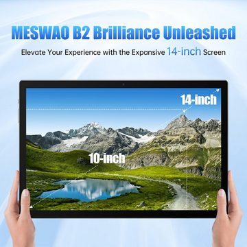 MESWAO faszinierender großer Bildschirm Tablet (14", 128 GB, Android 12, 2,4G+5G, mit 1920*1200 IPS HD Großes Display,10000mAh, Ideal für Produktivität)