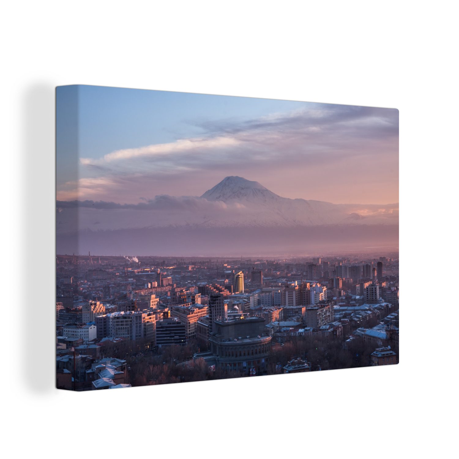 OneMillionCanvasses® Leinwandbild Skyline von Eriwan in Armenien mit Blick auf den Ararat, (1 St), Wandbild Leinwandbilder, Aufhängefertig, Wanddeko, 30x20 cm