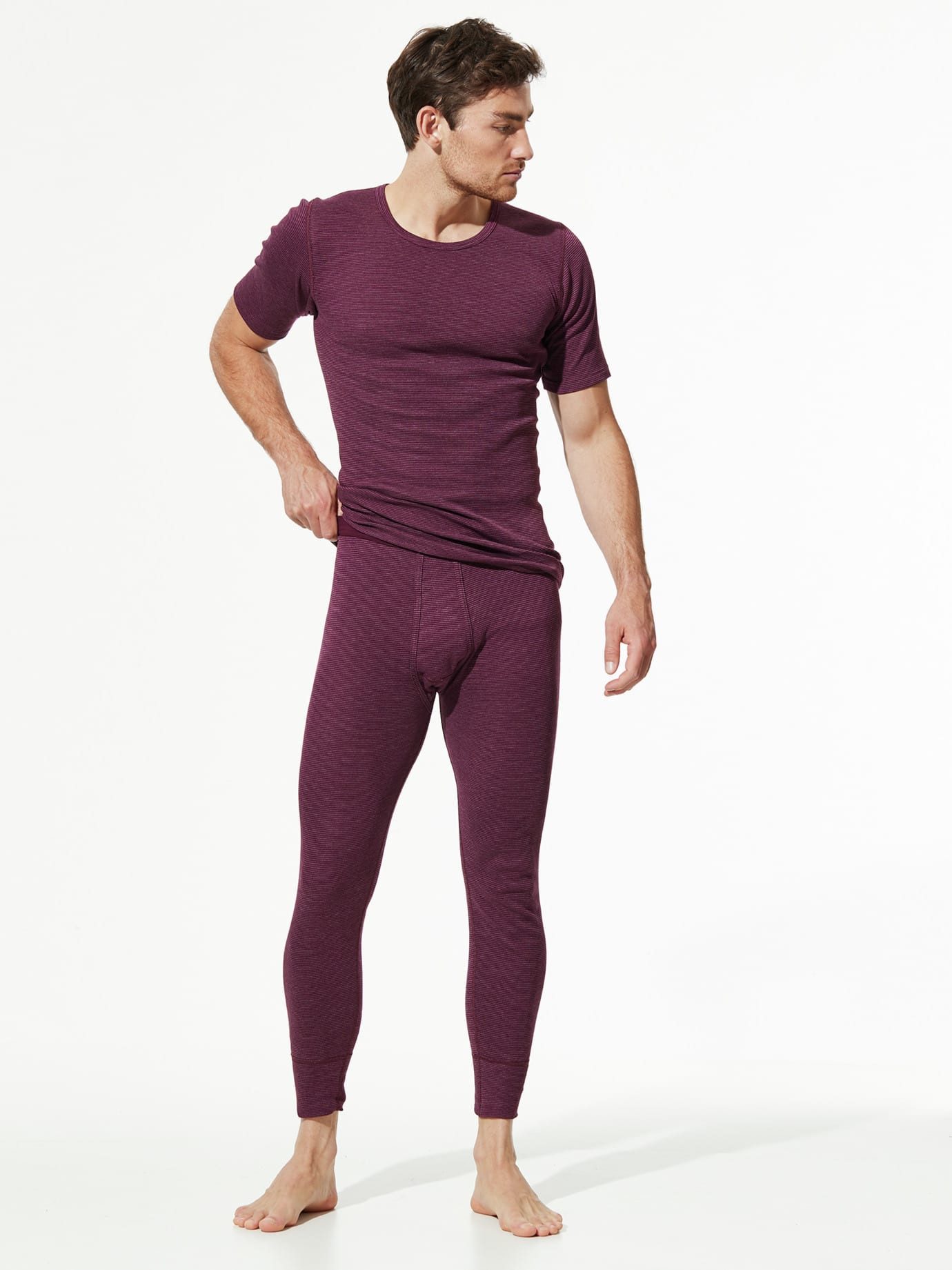 Walbusch T-Shirt Herren Thermo-Shirt 2er-Pack Rundhals Baumwollmix wärmend Unterhemd, innen angeraut und nahtlos (Schlauch), pflegeleicht