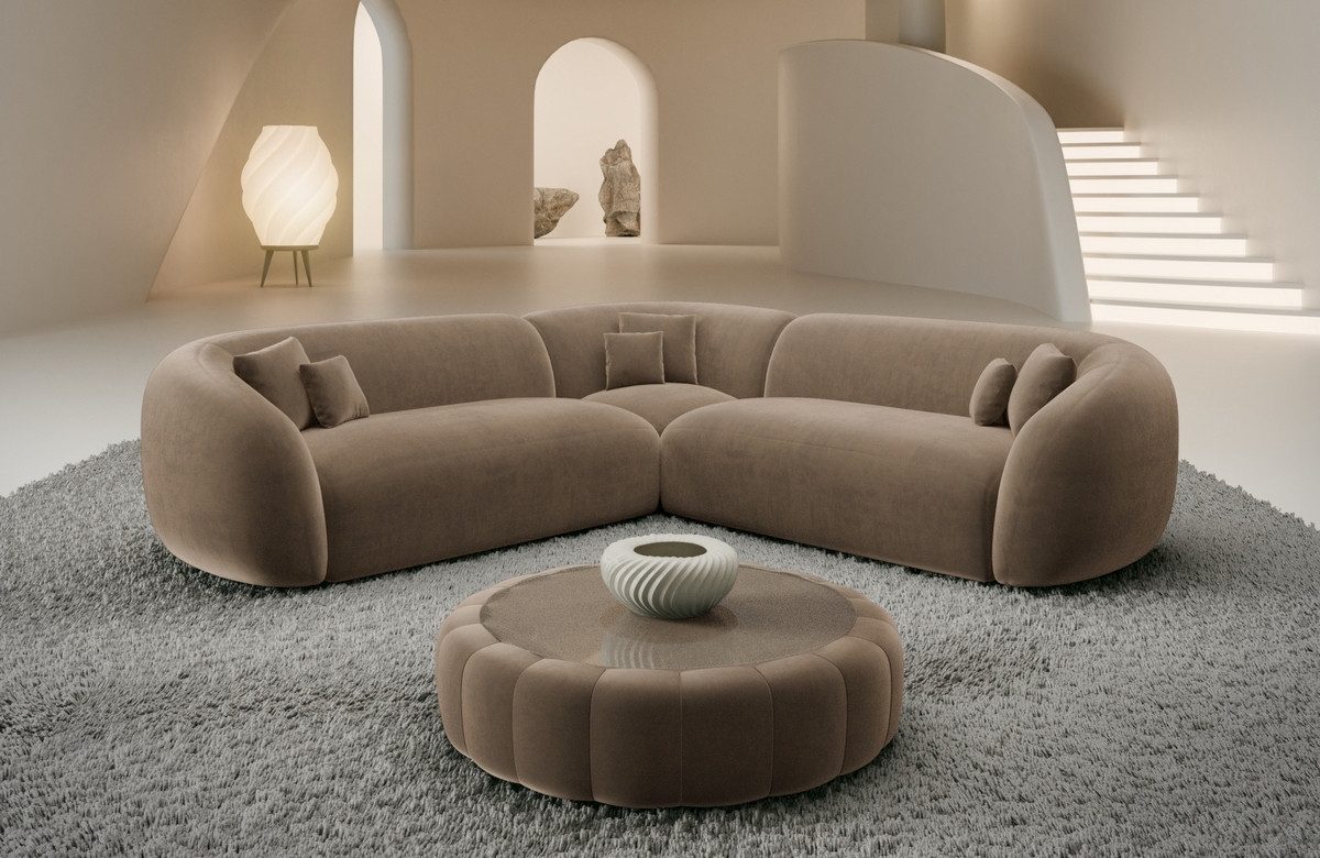 Sofa Dreams Ecksofa Sorelia L Form Luxus Polsterecke, Design, 4-Sitzer, Loungesofa, Samtstoff Bezug in Braun