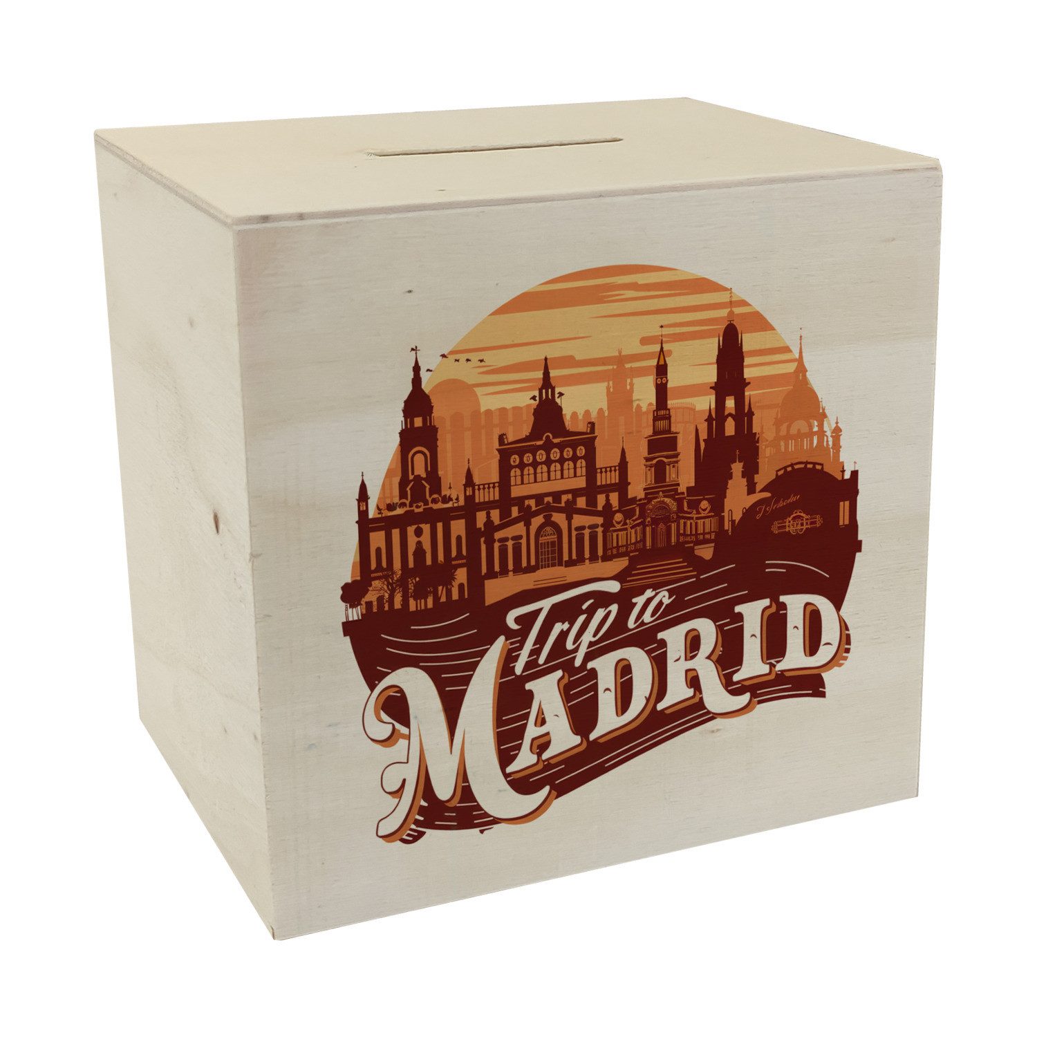 Spardose Trip to Madrid - Spardose aus Holz