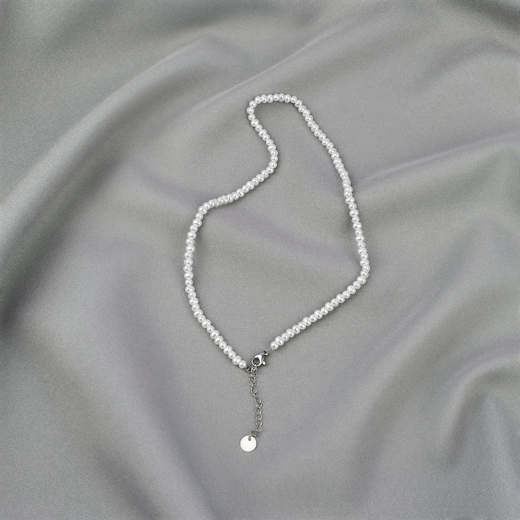ANELY Gliederkette Kunststoffperlen in klassischem Look mit verstellbarem Verschluss für (1-tlg), 9073 in Silber