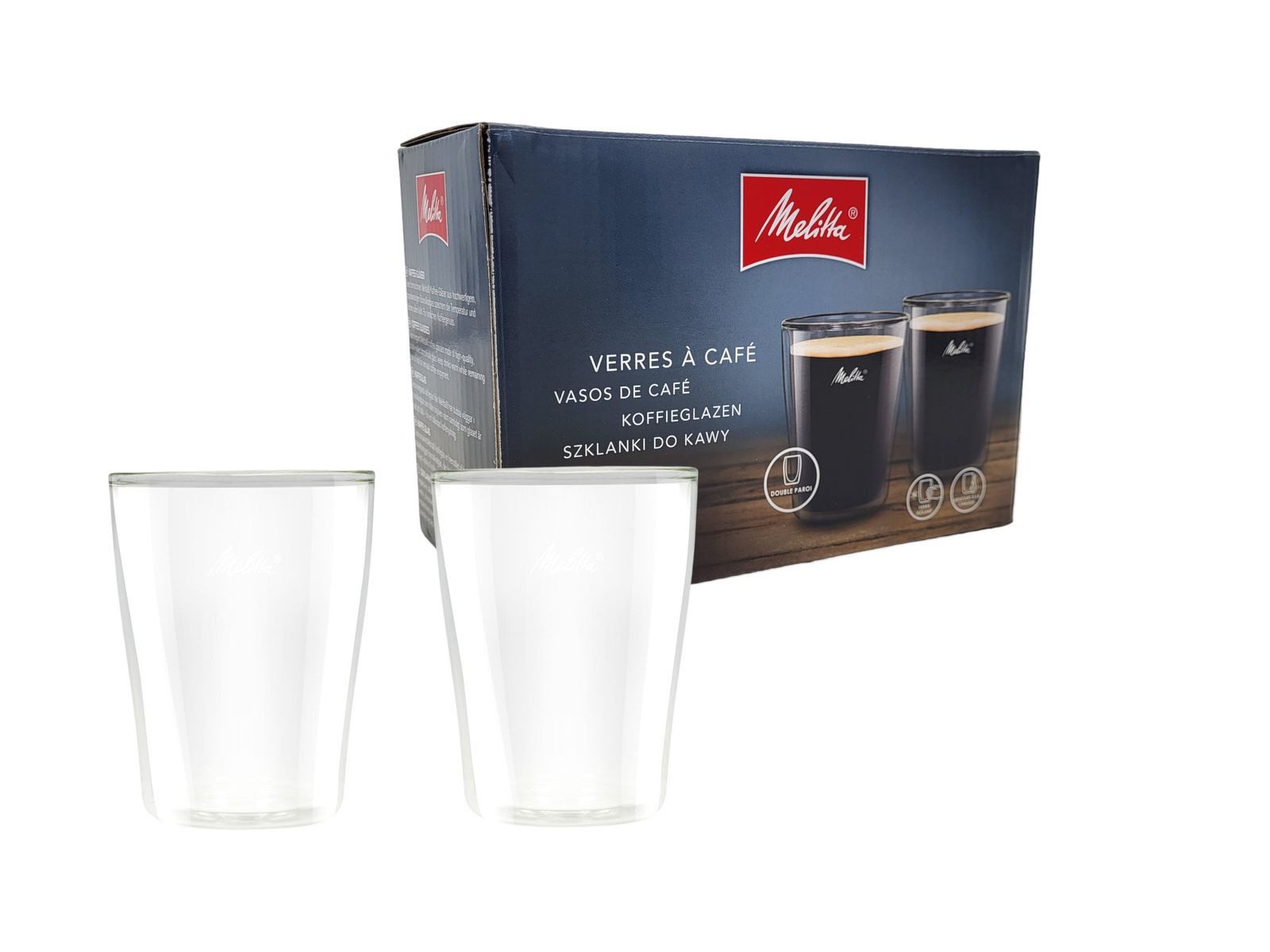 Melitta Tasse Melitta® Doppelwandige Gläser 2er-Set 200ml Kaffeetassen Thermogläser, Glas