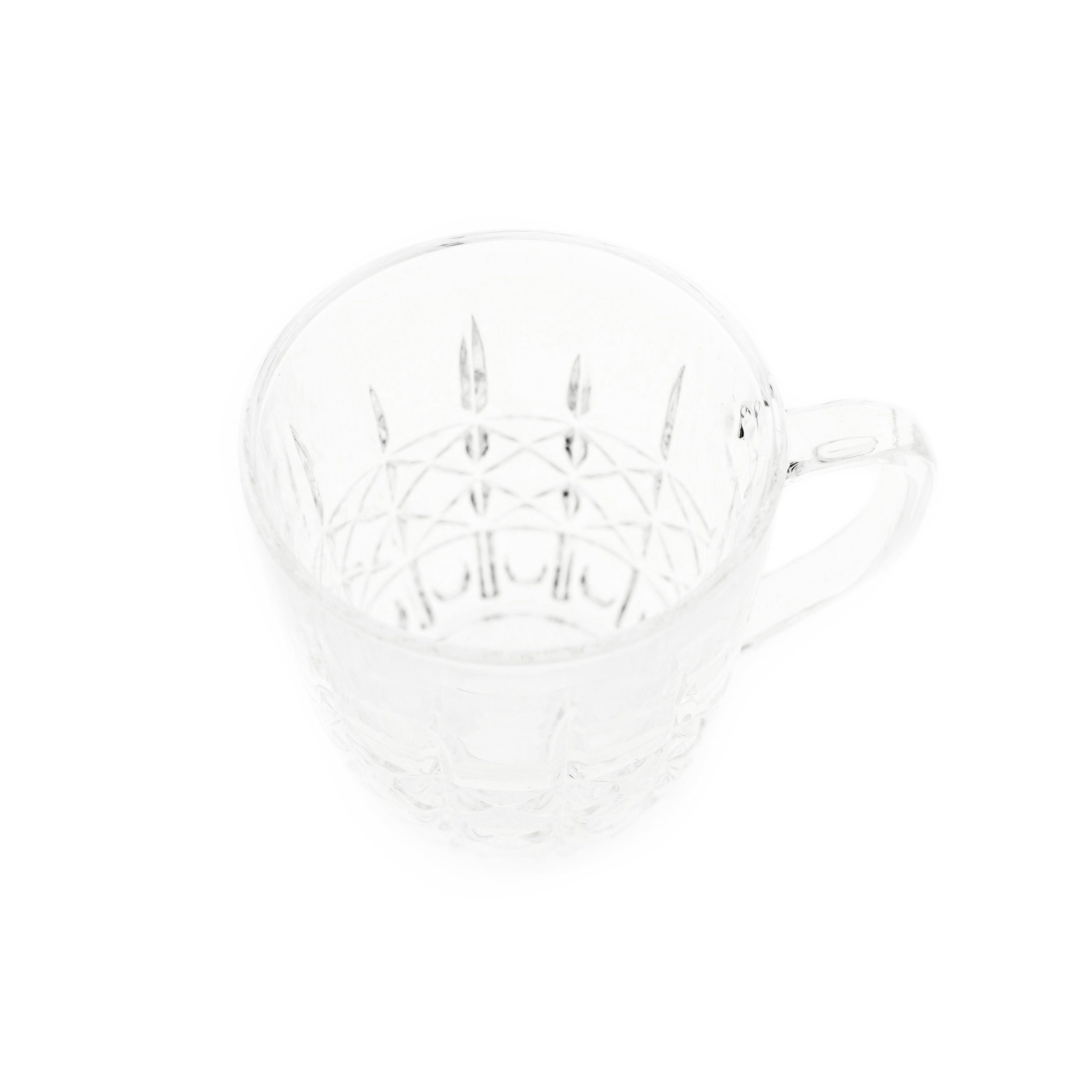 Almina Teeglas 6er-Gläser Set mit Henkel Teeglas Kaffeeglas Transparent mit Design, 6-tlg.