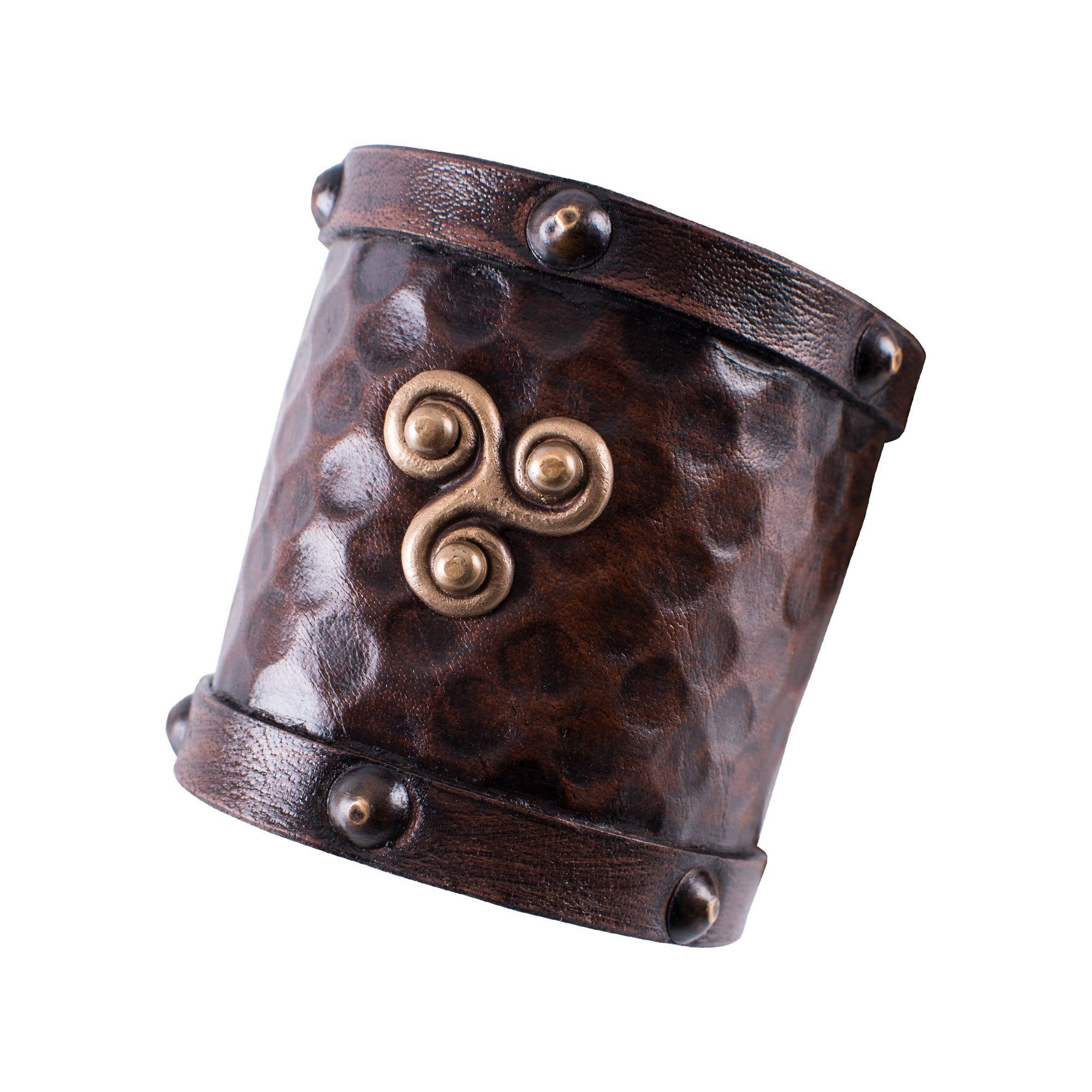 Ritter-Kostüm Kleiner Armschützer aus Leder mit Keltischem Triskel-Motiv