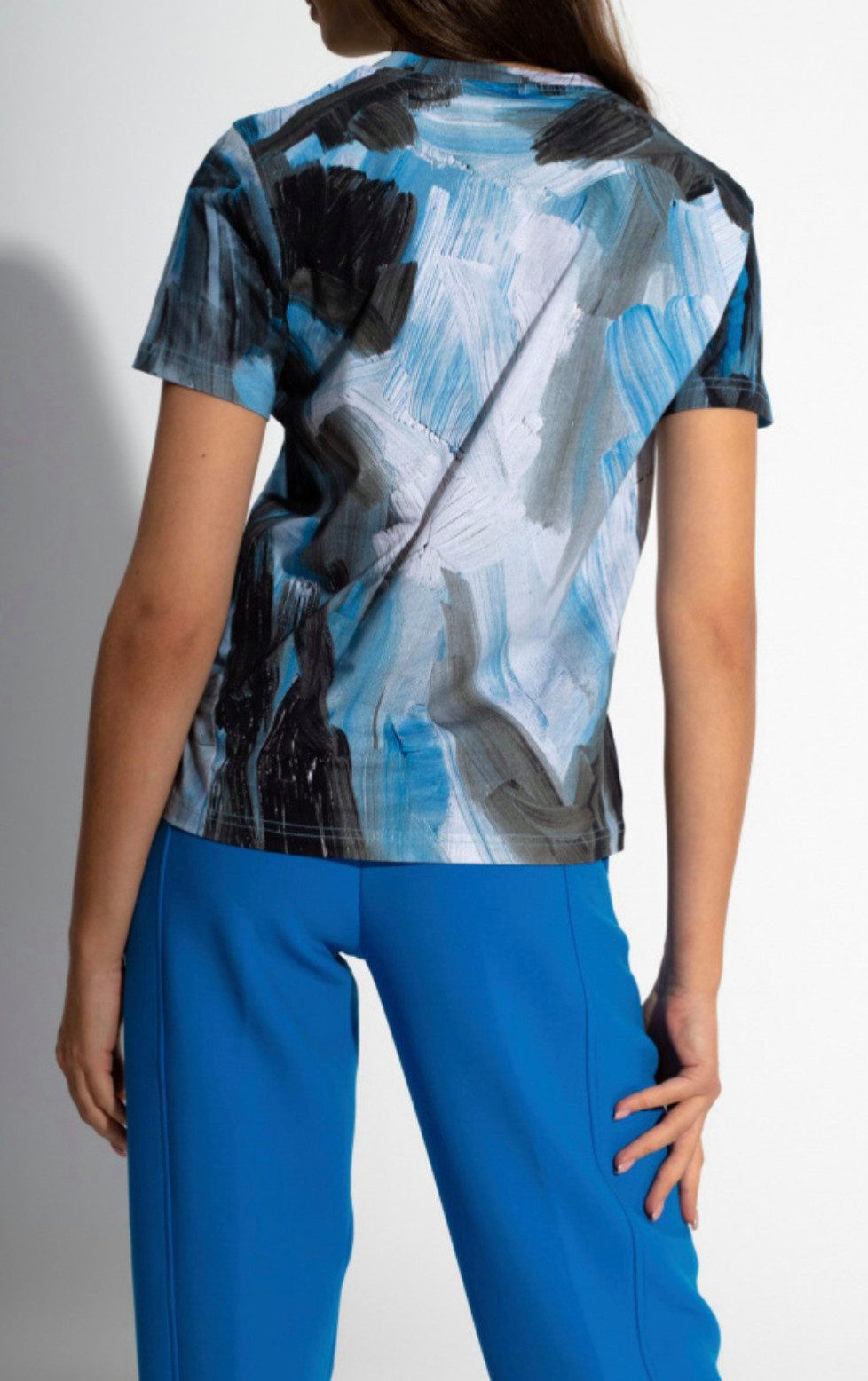Moschino T-Shirt COUTURE Gothic Bemaltes Brushstrock Arch Tee kontrastreicher Eyecatcher auf kunstvollem Hintergrund
