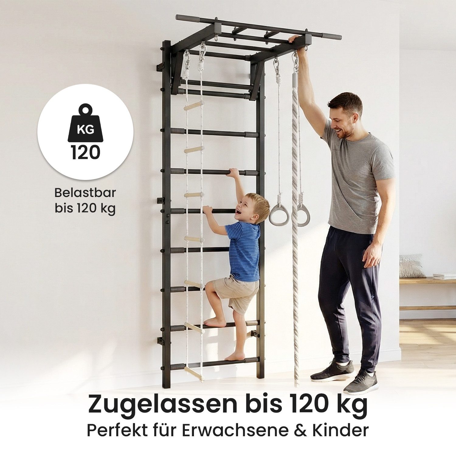 Jeflex Sprossenwand Verstärkte Sprossenwand ClimbMaxx M8 - SCHWARZ