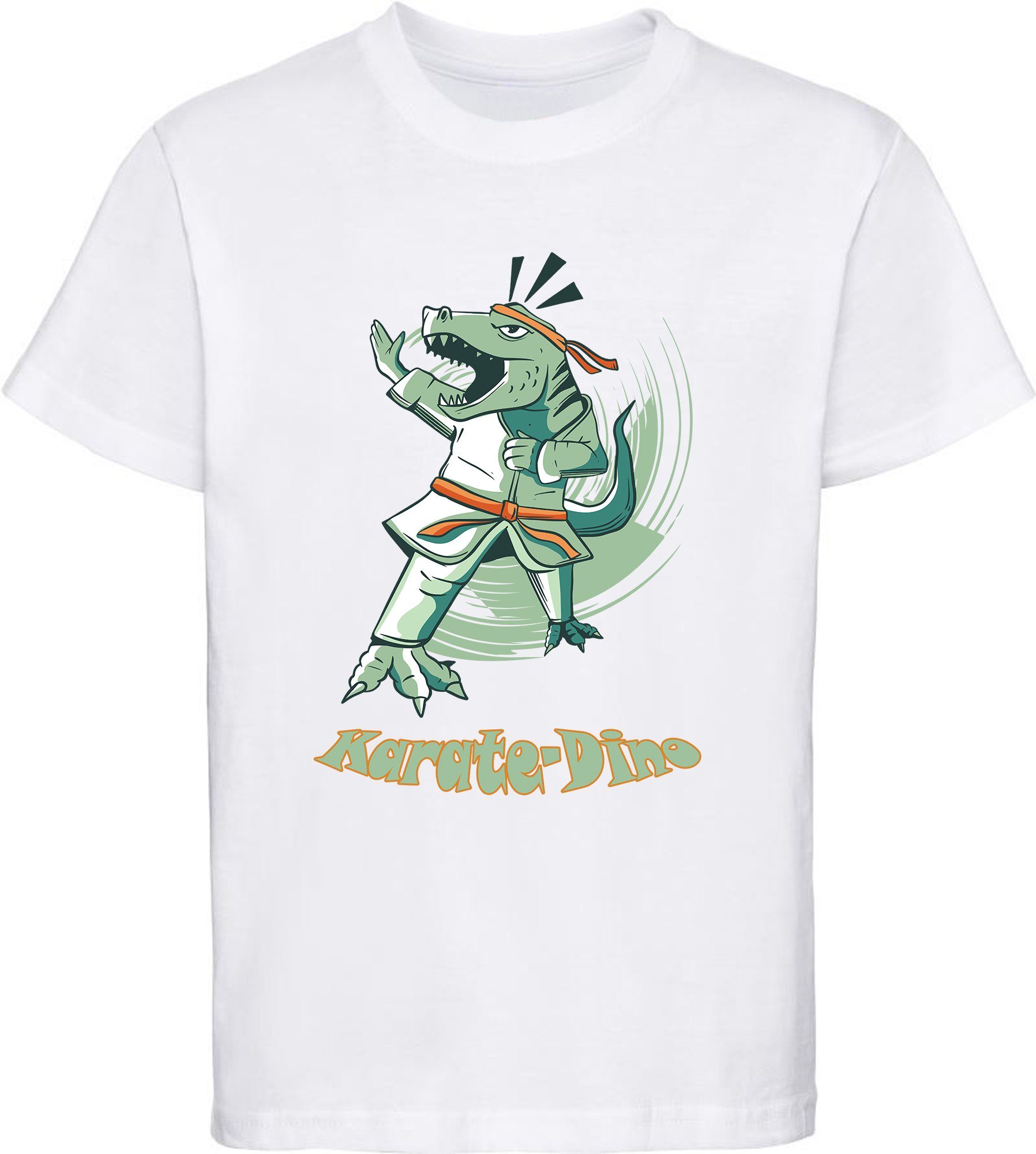 Print-Shirt bedrucktes Kinder T-Shirt mit Karate Dino