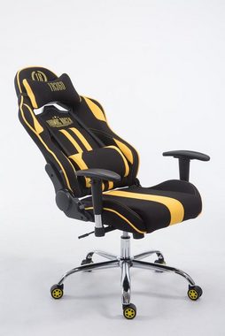TPFLiving Gaming-Stuhl Limitless-2 mit bequemer Rückenlehne - höhenverstellbar - 360° drehbar (Schreibtischstuhl, Drehstuhl, Gamingstuhl, Racingstuhl, Chefsessel), Gestell: Metall chrom - Sitzfläche: Stoff schwarz/gelb