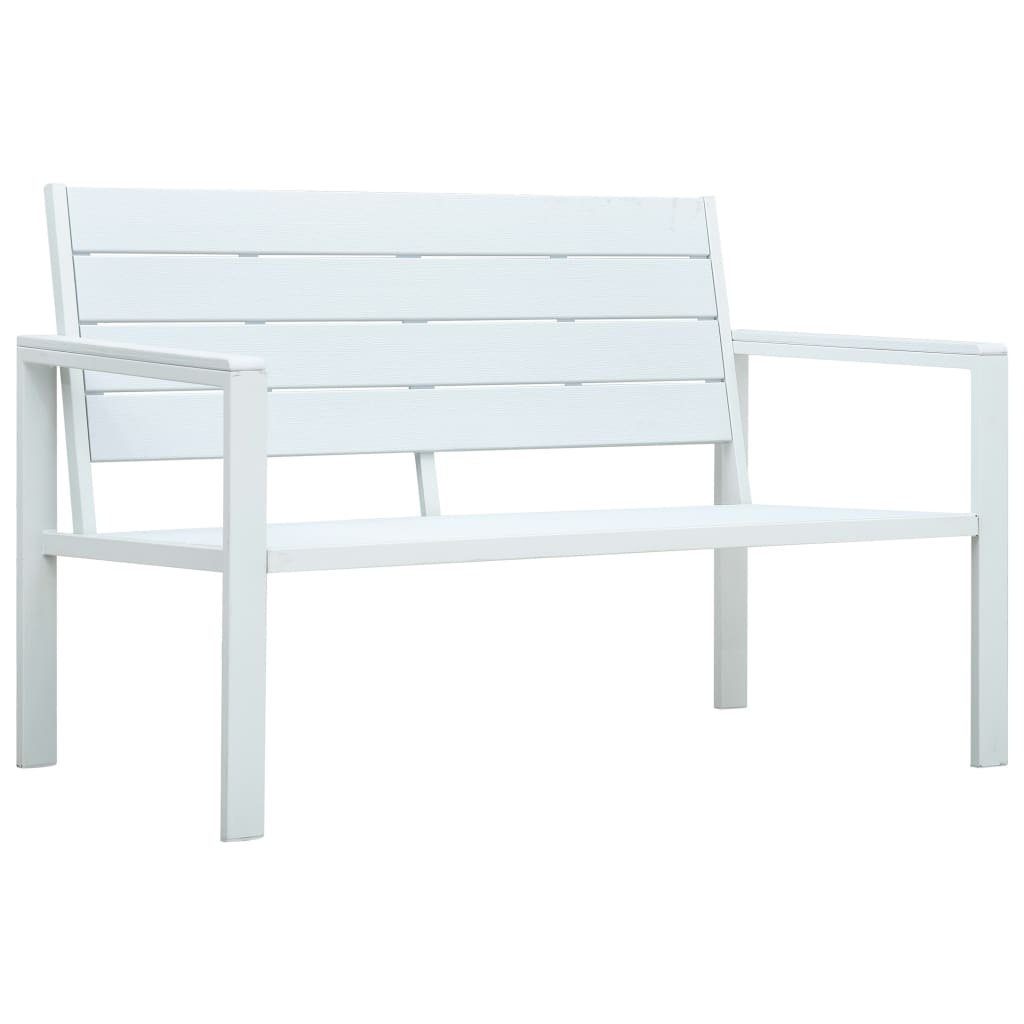 vidaXL Gartenbank aus HDPE (hochdichtes Polyethylen) + Stahl in Weiß (B/H/T: 120x78x64 cm)