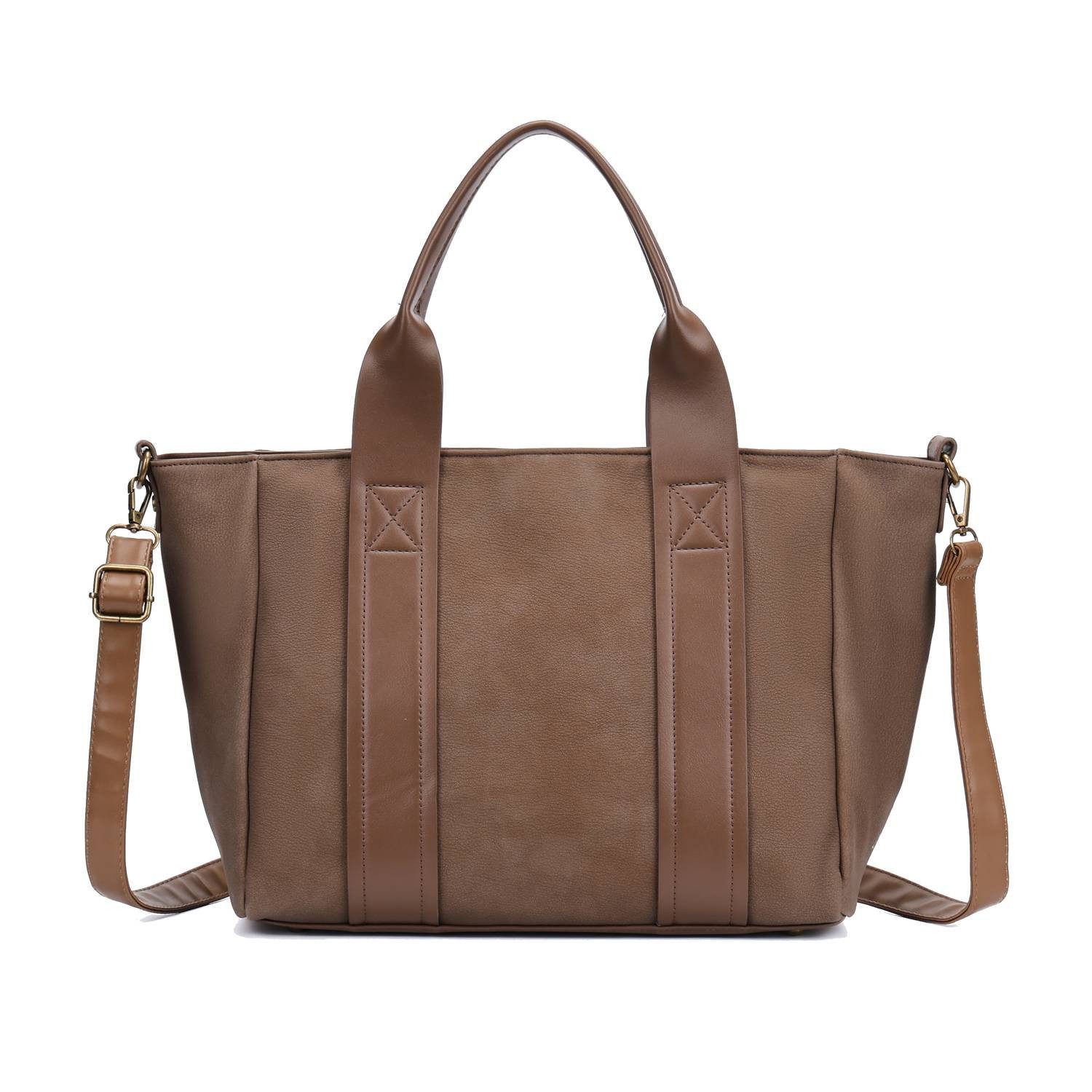 ITALYSHOP24 Schultertasche DAMEN TASCHE Shopper Handtasche Business Umhängetasche Freizeittasche, CrossOver Tote Bag Aktentasche Henkeltasche Leder Optik City Bag Reise