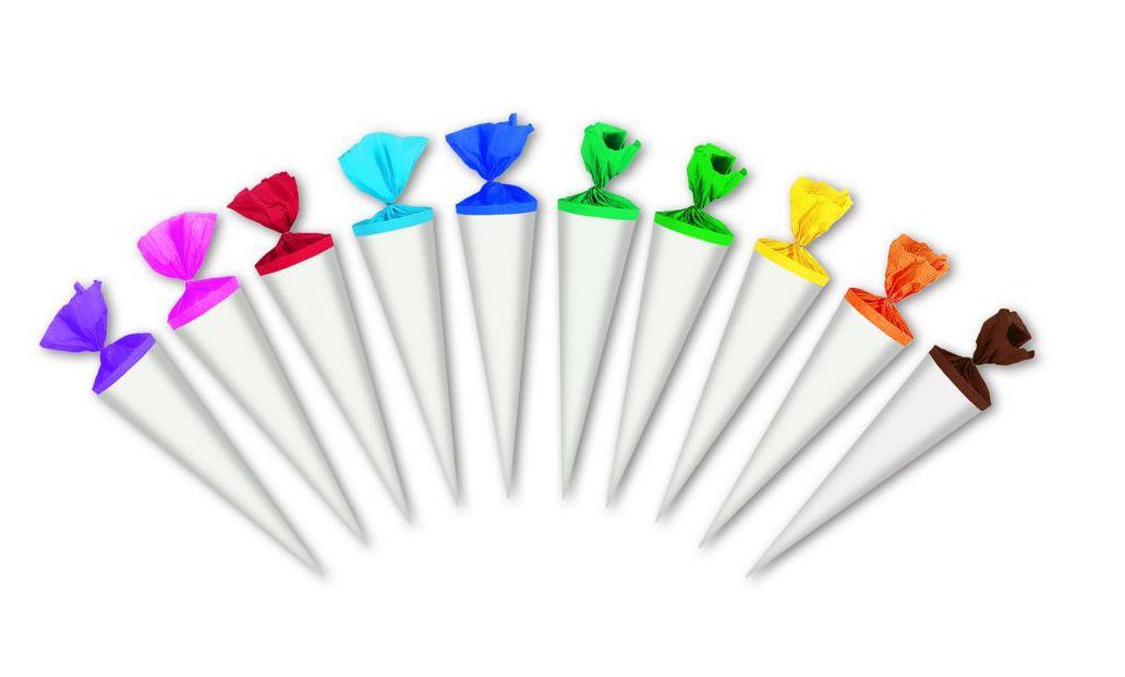 Livepac Office Schultüte Bastel Schultüte / Länge: 35cm / rund / Farbe: weiß mit roten Krepp