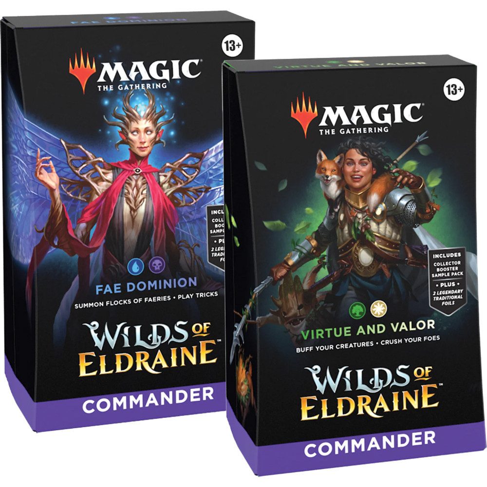 Magic the Gathering Sammelkarte Wilds of Eldraine Commander Deck Set Englisch, Includes FAE Dominion + Virtue and Valor