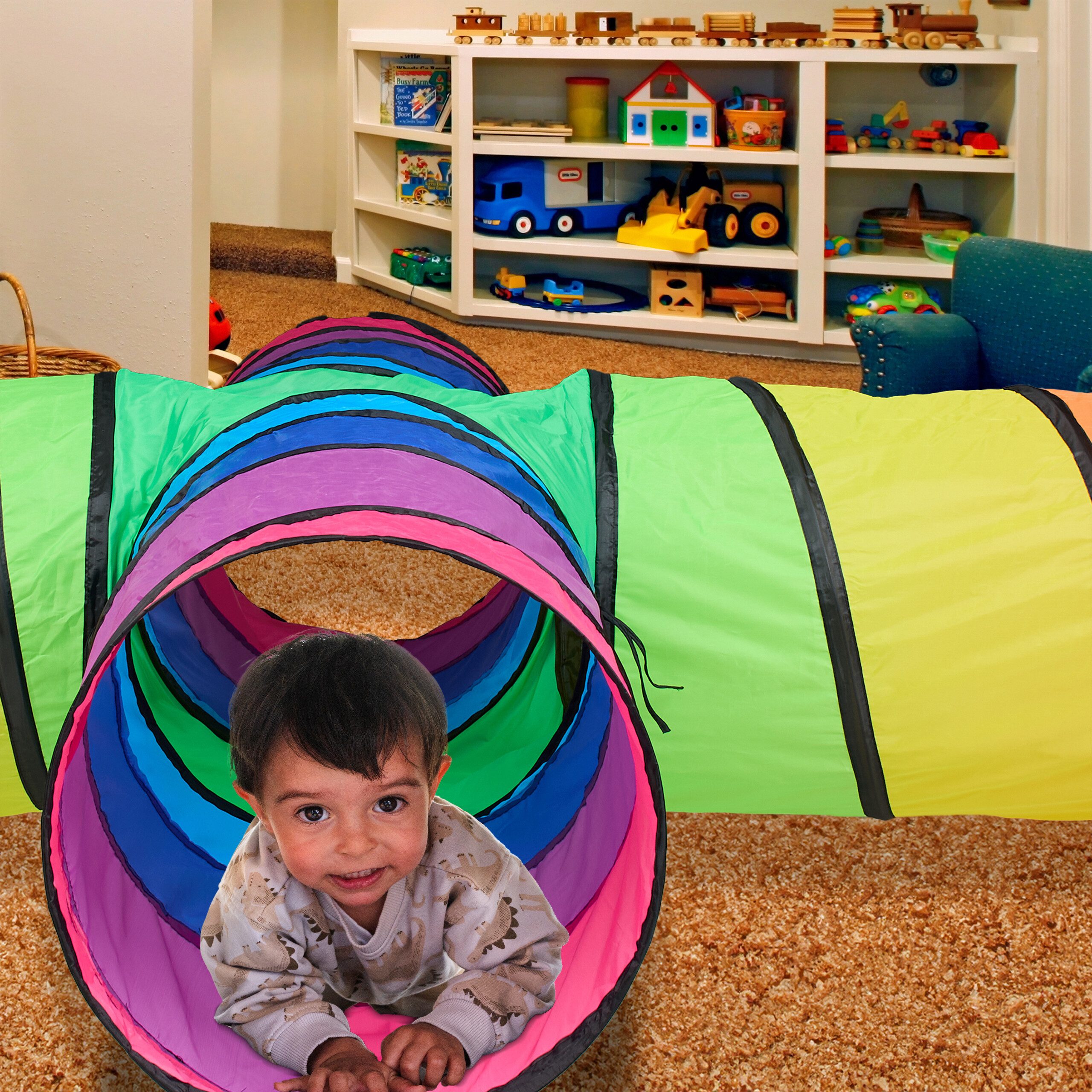 relaxdays Spieltunnel Bunter Spieltunnel mit 4 Röhren (1-St)