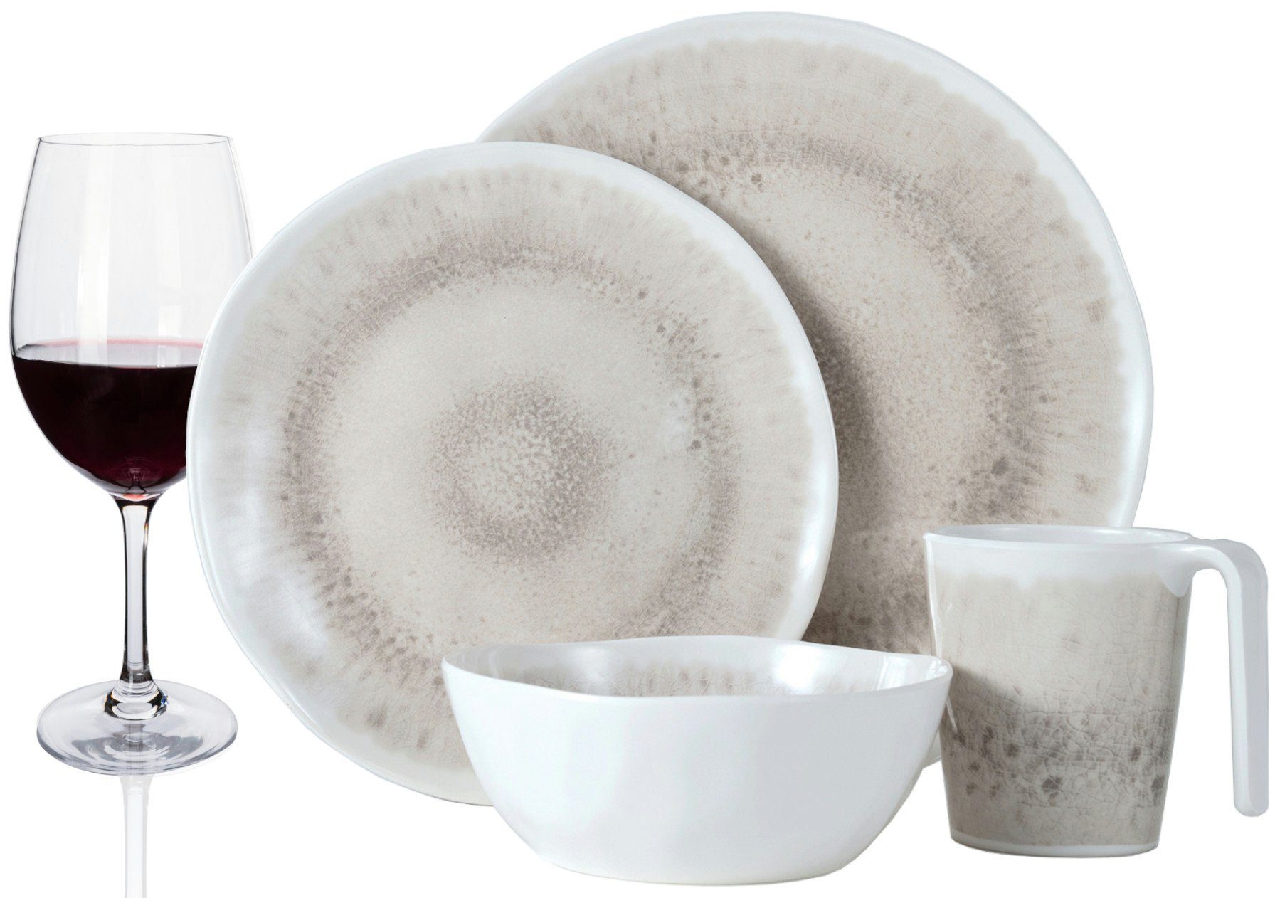 Moritz Geschirr-Set Campinggeschirr Melamin Geschirrset Amboss Design Picknick Camping