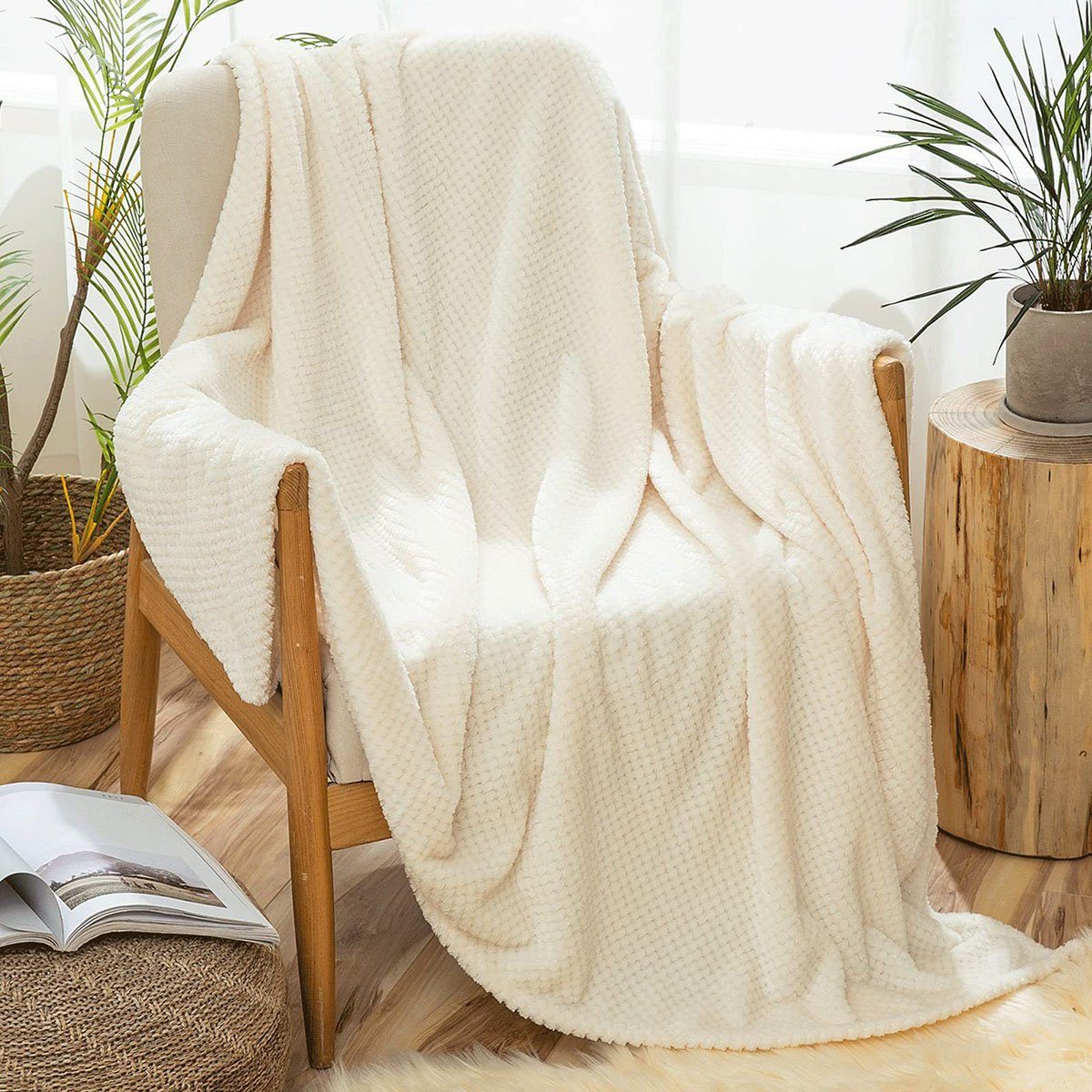 Wohndecke Flanell Decke Weich Wohndecken Couchdecke Sofadecke Blanket, CTGtree Weiß