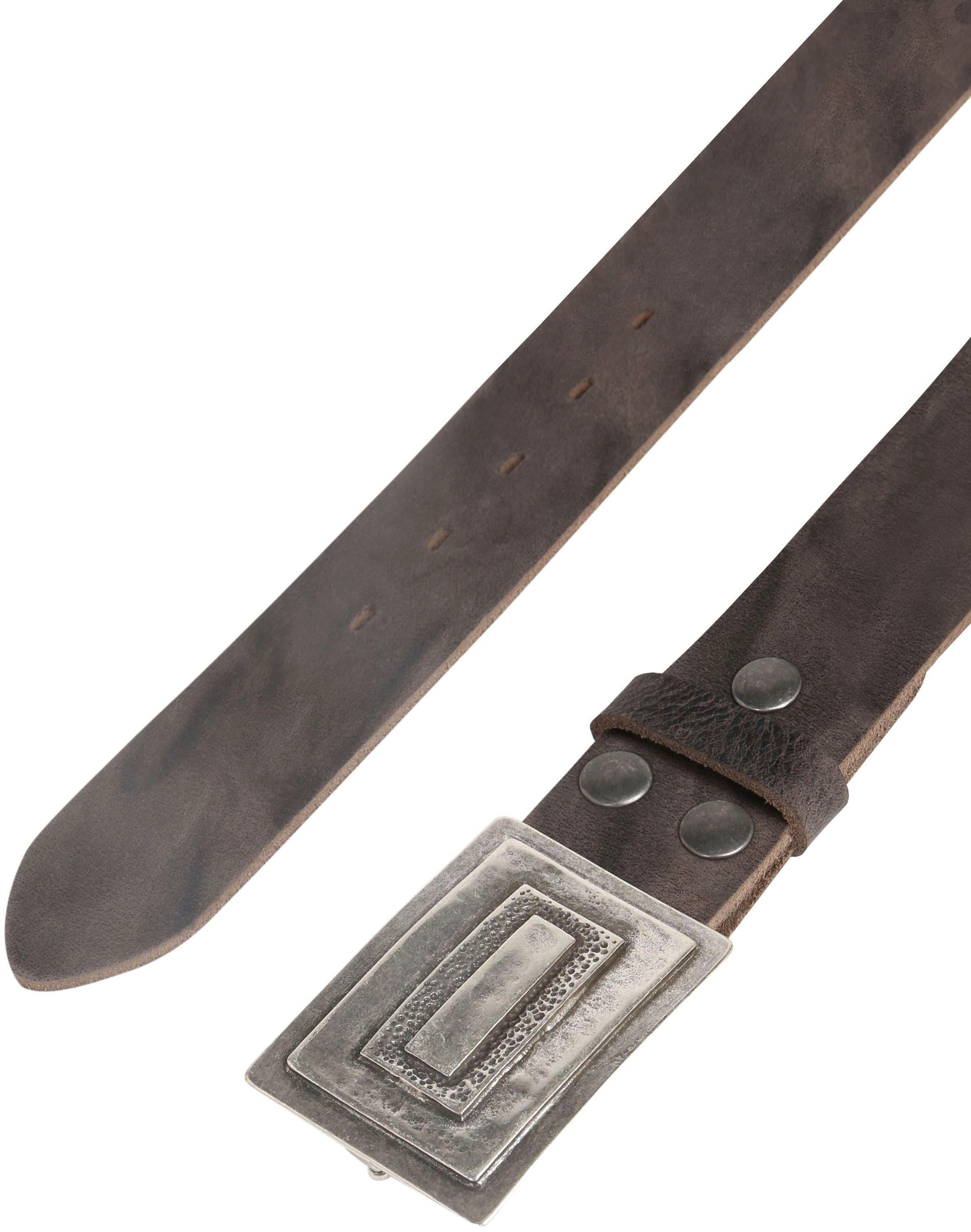 Rettungsring Gürtel Ledergürtel mit eckiger Koppelschließe in grafischer Vi günstig online kaufen