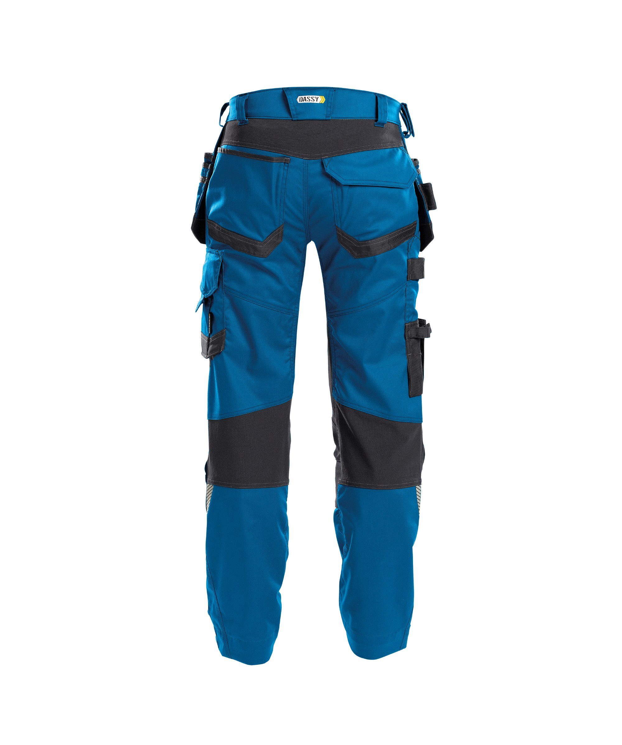 Dassy Arbeitshose Arbeitshose mit Stretch, Holstertaschen Kniepolstertaschen (1-tlg) FLUX und azurblau/anthrazitgrau