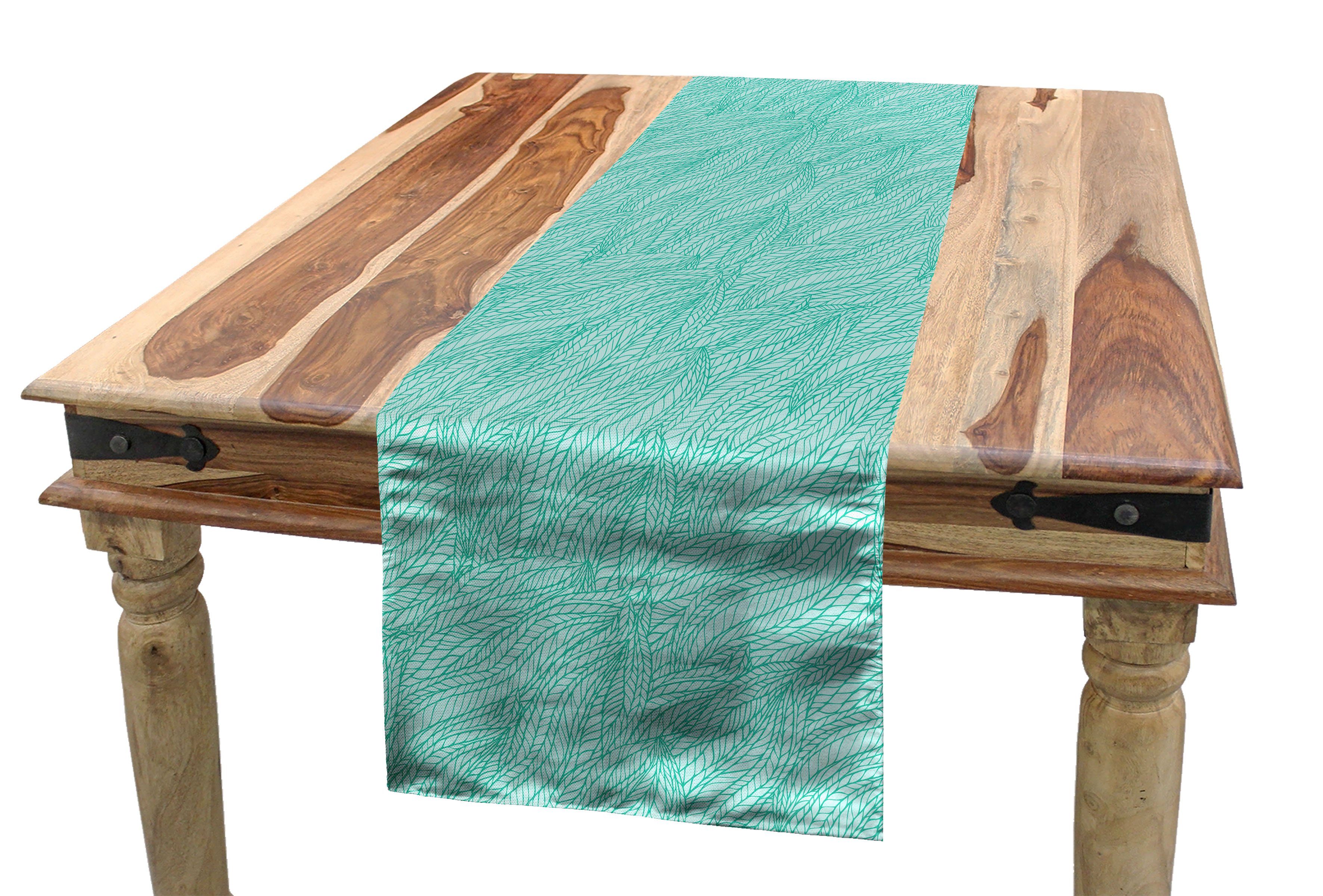 Küche Abstrakt Tischläufer, Dekorativer Tischläufer Abakuhaus Doodle Rechteckiger Blätter Grün Esszimmer