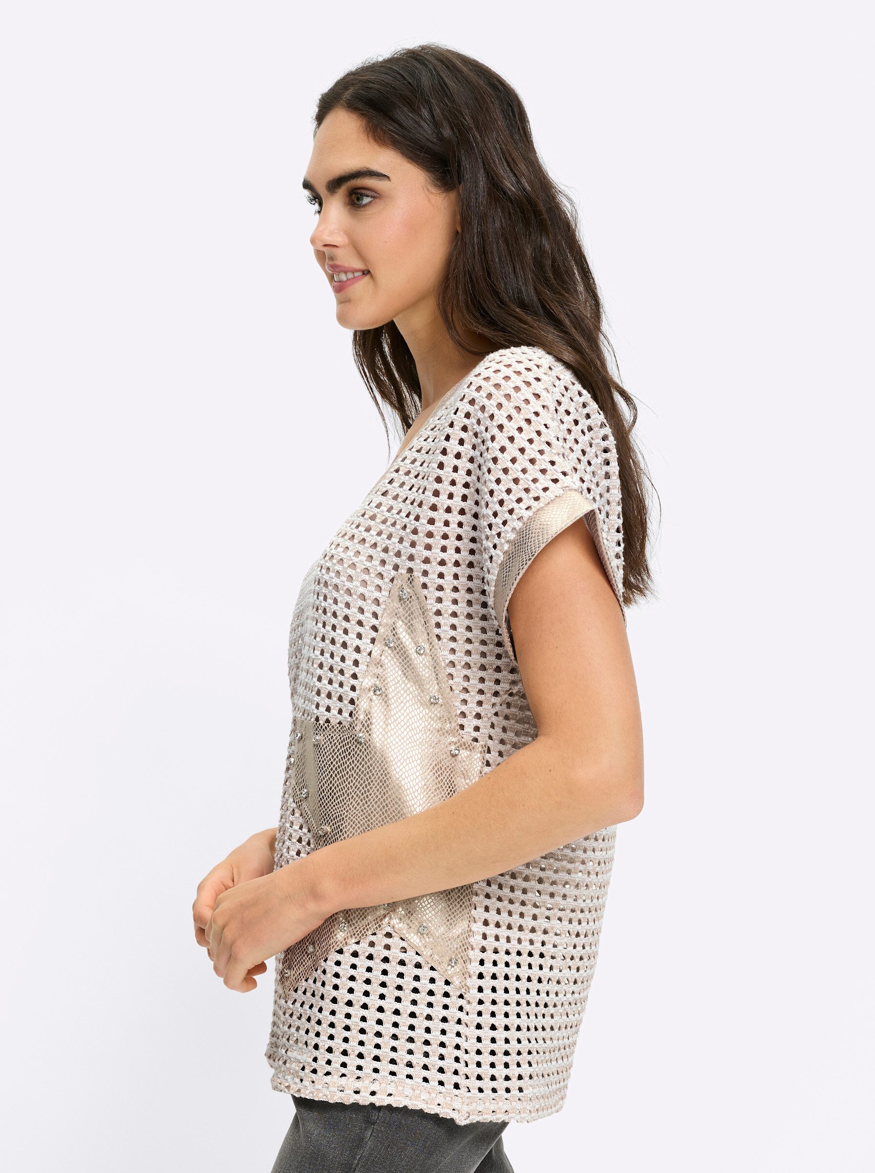 heine Strickpullover Pullover Kurzarm Ajour