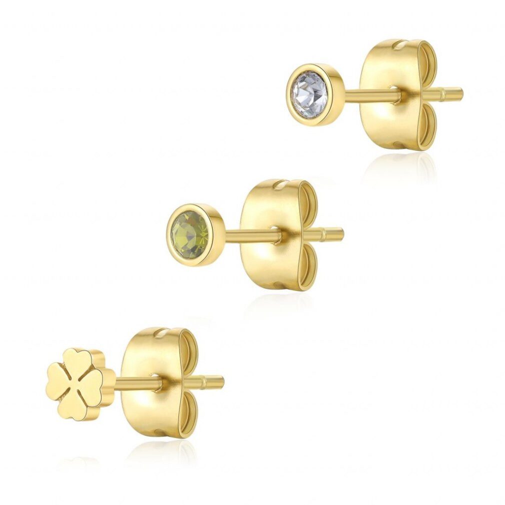 s'agapo Ohrring-Set Set of three gold-plated Lucky CLICK SCK168 earrings