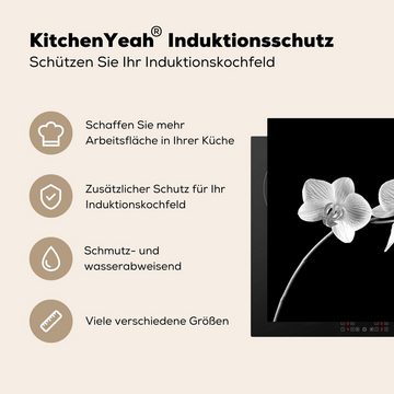 MuchoWow Herdblende-/Abdeckplatte Orchidee - Blumen - Schwarz - Rosa - Knöpfe, Vinyl, (1 tlg), 65x52 cm, Mobile Arbeitsfläche nutzbar, Ceranfeldabdeckung
