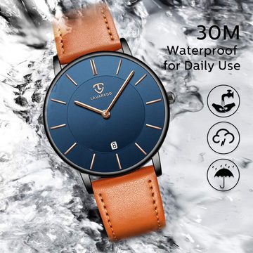 BEN NEVIS für Herren Flache Analog Quarz Datumsanzeiger Watch, Klassisch Mode Wasserdicht Armbanduhr mit Leder Armband