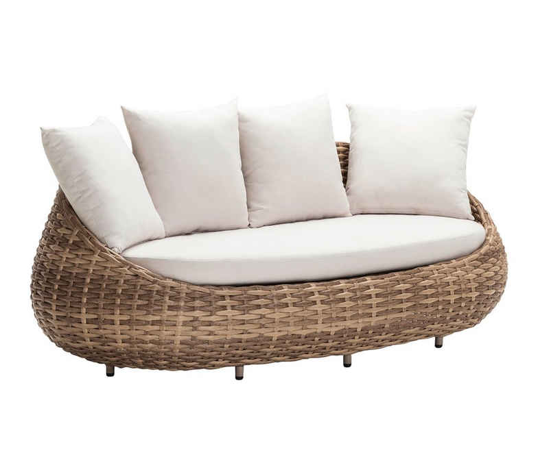 Dehner Gartenlounge-Set Lounge-Sofa Tulum, 3-Sitzer Sofa inkl. Polster, 208 x 97 x 76 cm, modernes, hochwertiges Outdoor-Sofa mit wasserabweisendem Bezug