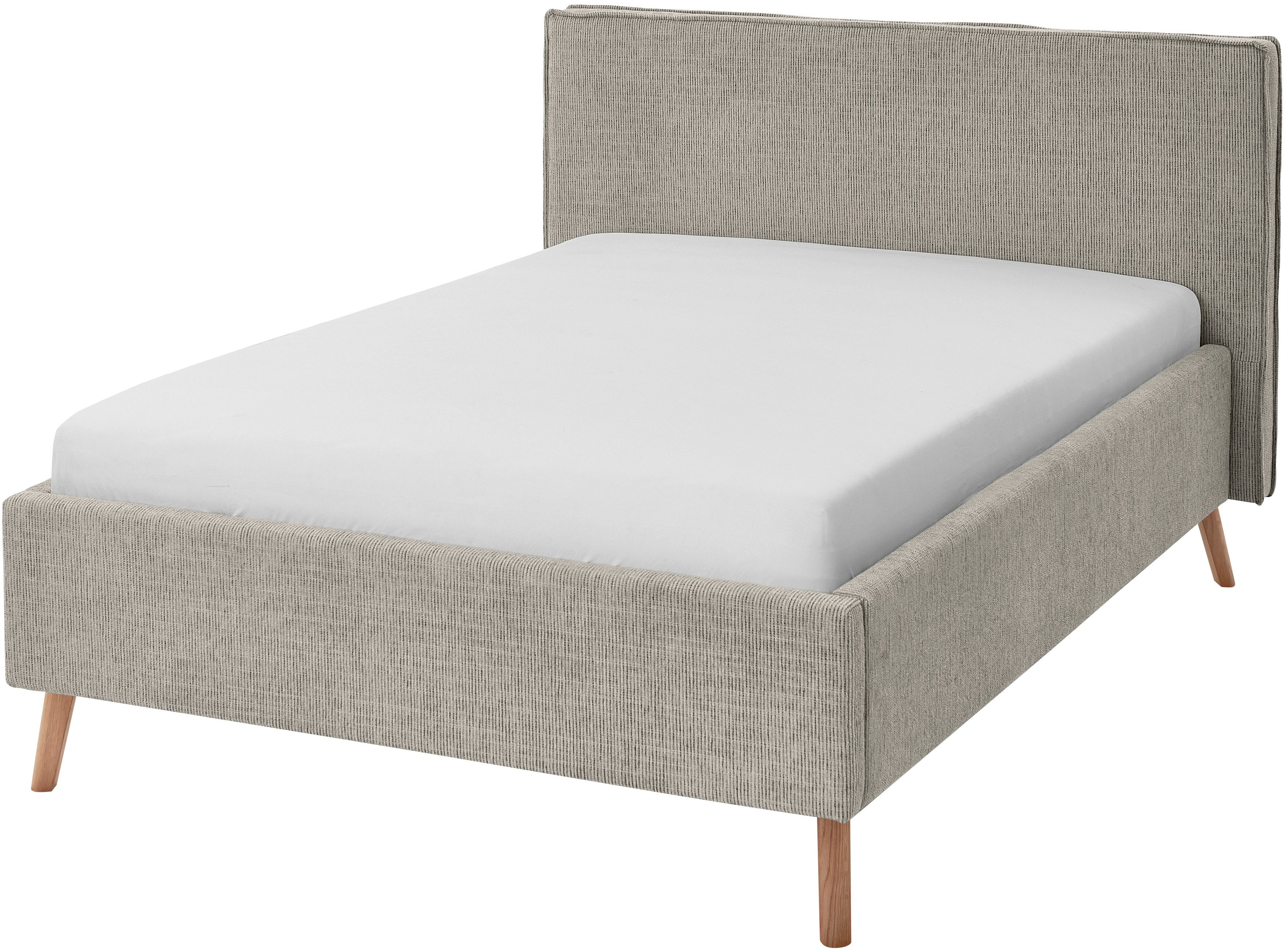 meise.möbel Polsterbett Riva, mit eichefarbigen Holzfüßen, wahlweise mit Bettkasten und Lattenrost