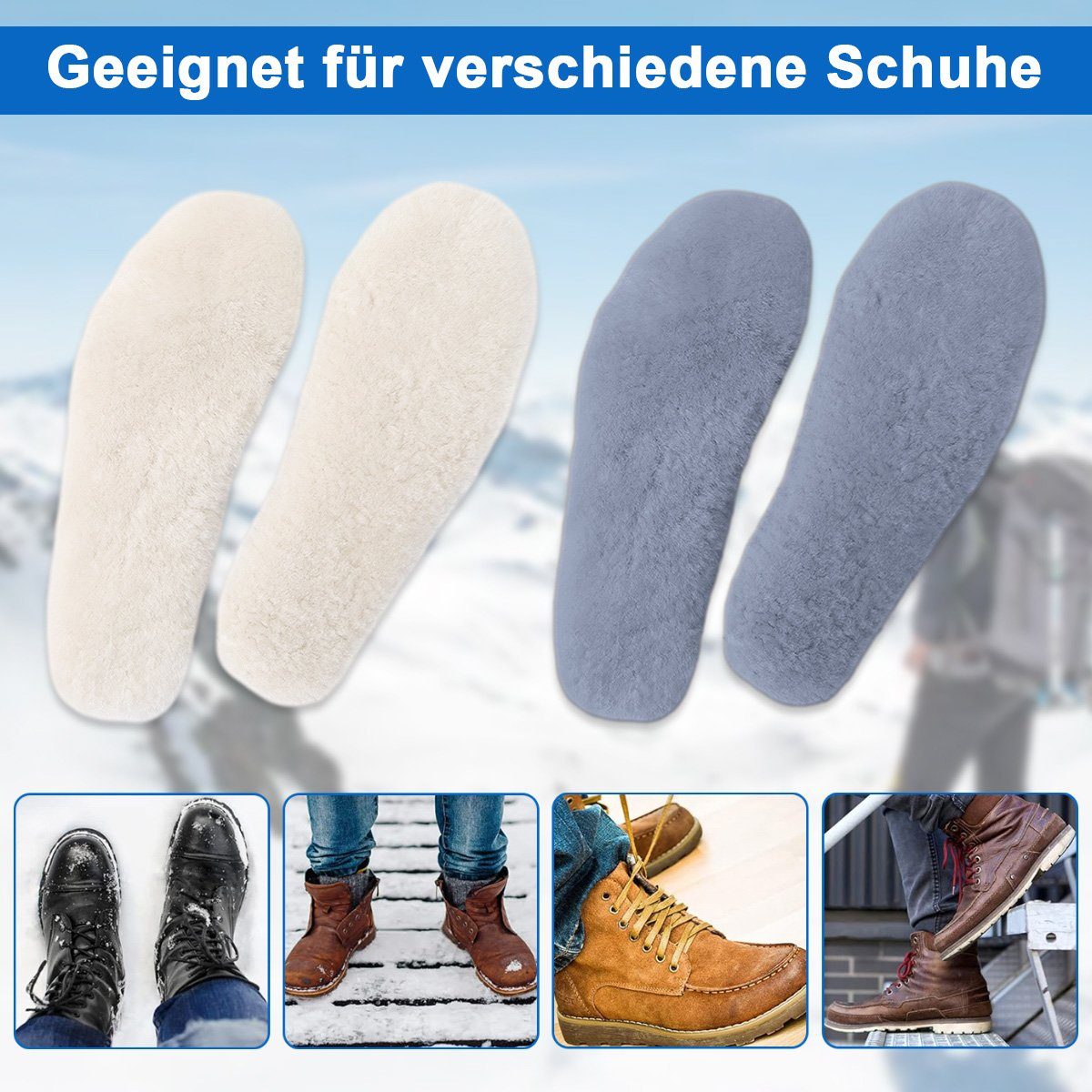 Jormftte Einlegesohlen Einlegesohlen für Damen,Herren Warm Stiefel sohlen,für Winter fell