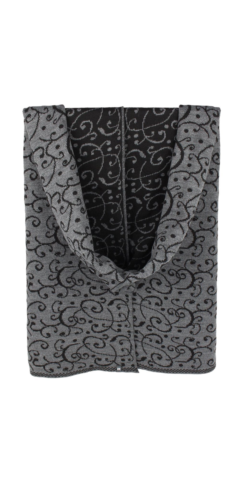 ZEBRO Strickschal Fein "Ornamente", feine schwarz Schal Wollbeimischung gestrickter