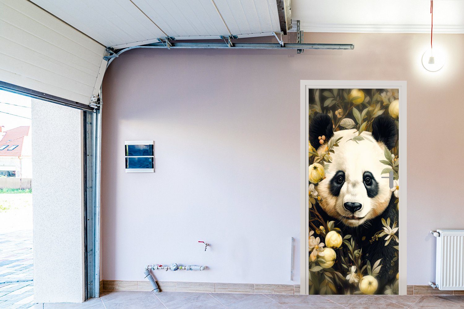 Fototapete cm Tür, - bedruckt, Türaufkleber, - Türtapete Wildtiere Panda Matt, Pandabär (1 Blumen, für 75x205 St), MuchoWow -