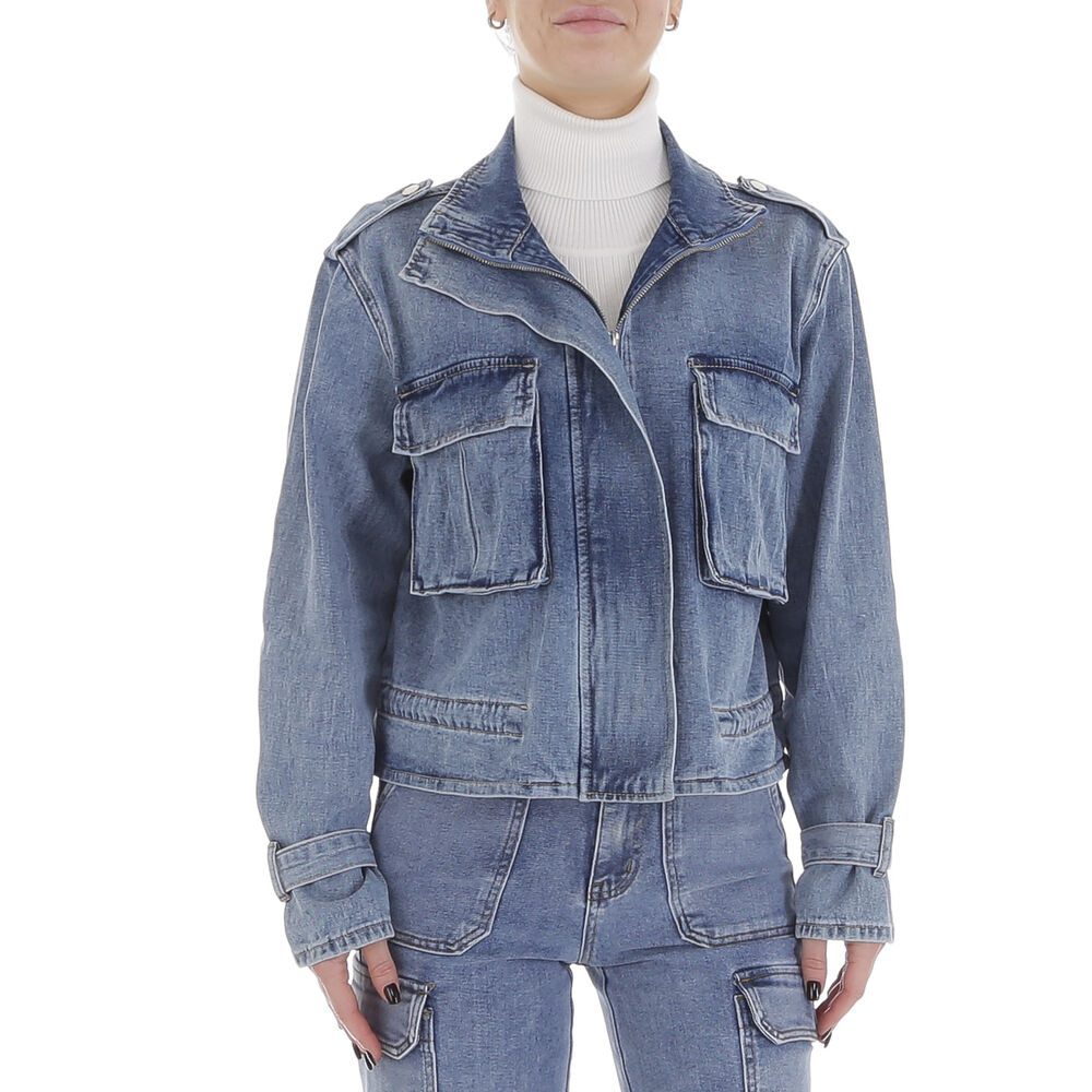 Ital-Design Jeansjacke Stylische Denim-Jacke für vielseitige Looks (89231306) Used-Look Jeansjacke in Blau