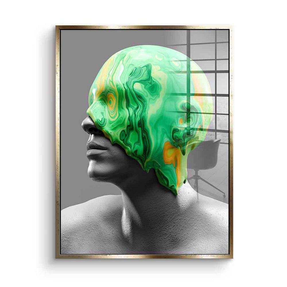 DOTCOMCANVAS® Acrylglasbild Emerald Consciousness - Acrylglas, Acrylglasbild Emerald Consciousness moderne Kunst Portrait grau grün