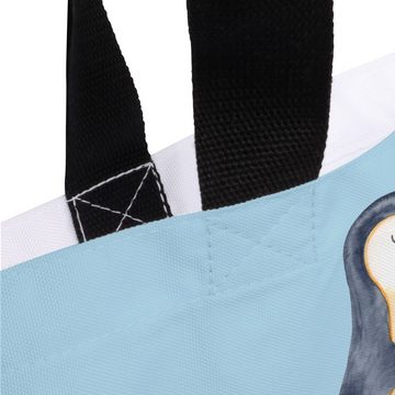 Mr. & Mrs. Panda Shopper Pinguin Angler - Eisblau - Geschenk, Neustart, Angel, Motivation, Fis (1-tlg), Trendiges Design