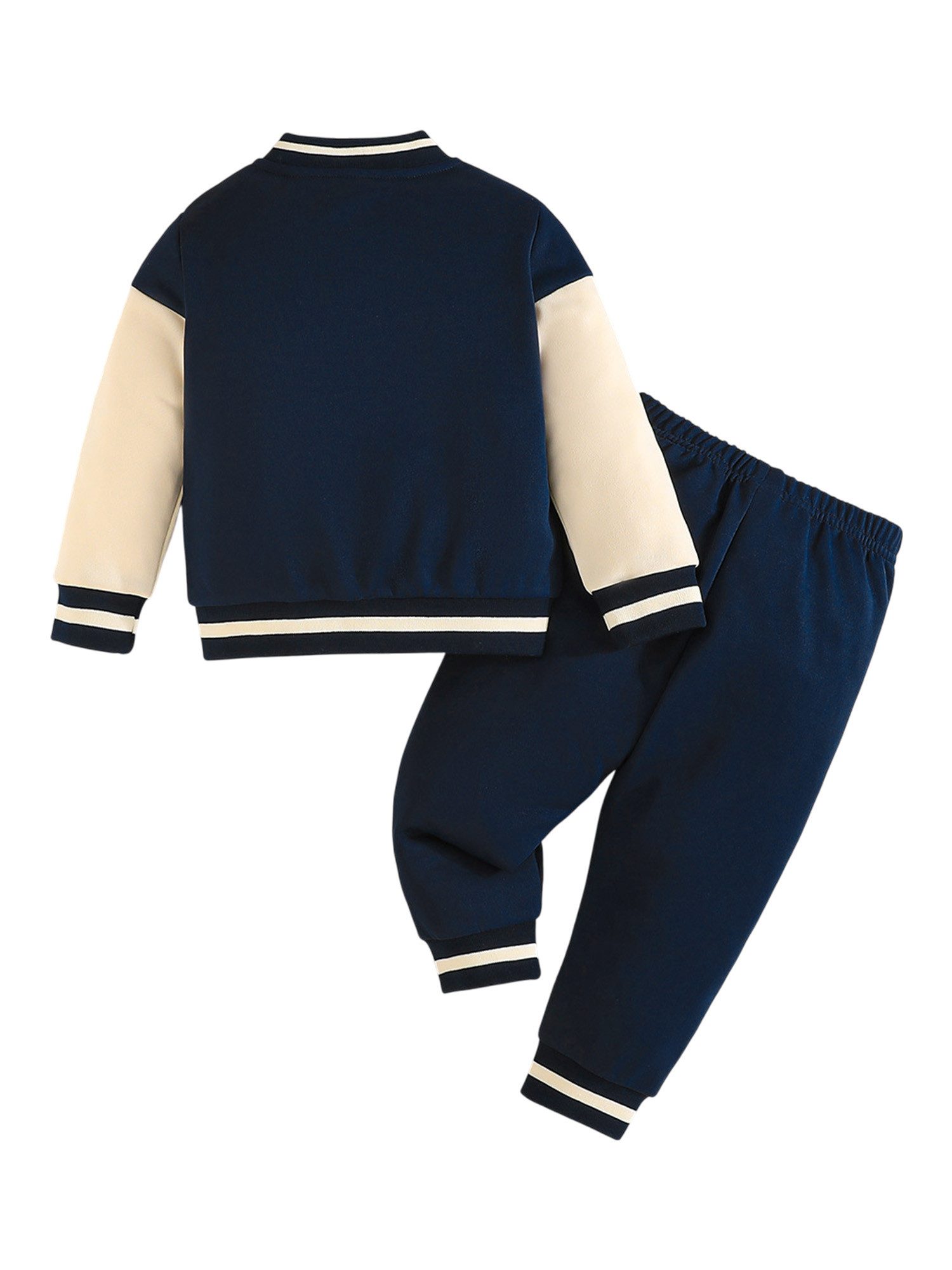 Gluckids Trainingsanzug Jungen Modisches Baseball Jacken und Hosen Set für Frühling/Herbst, Kontrastfarben Sportliche Sweatshirts und Freizeithosen für Kinder