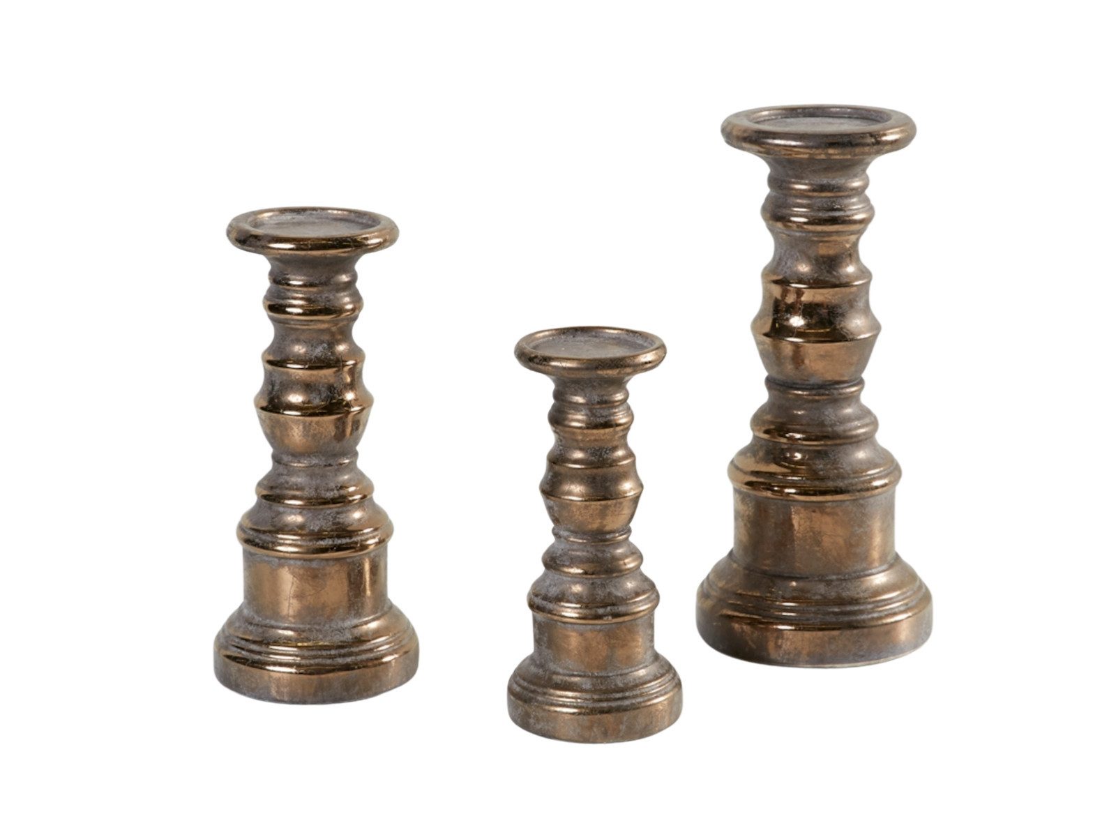 L.C. Wholesaler GmbH Kerzenständer Casa di Caesar Kerzenständer zement gold antik 32 cm