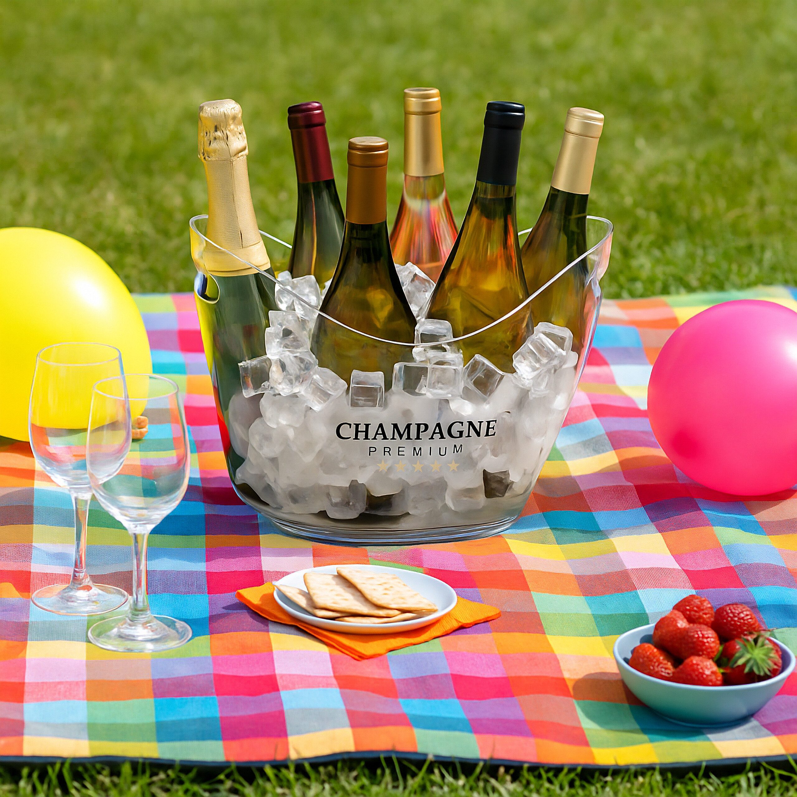relaxdays Wein- und Sektkühler Eiseimer 8l transparent