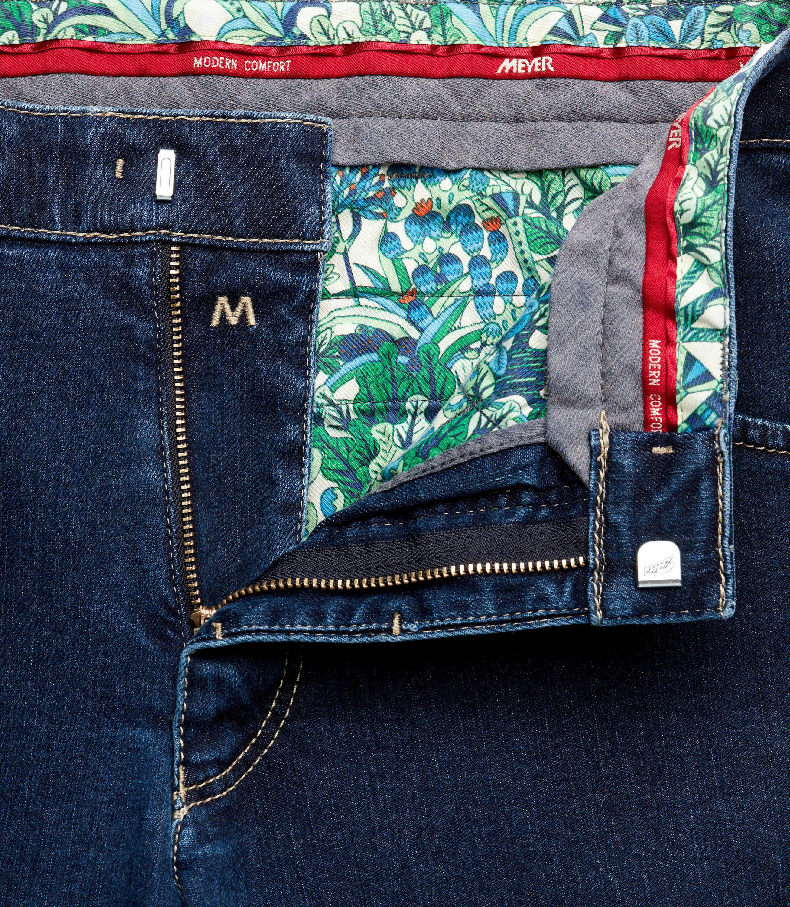MEYER Slim-fit-Jeans mit Chino blau Dublin Stretch-Dehnbund