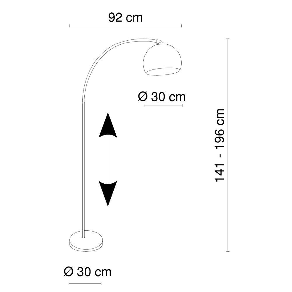 LED Leuchtmittel Bogenleuchte Stehleuchte Marmorsockel Bogenlampe, nicht Globo inklusive, mit