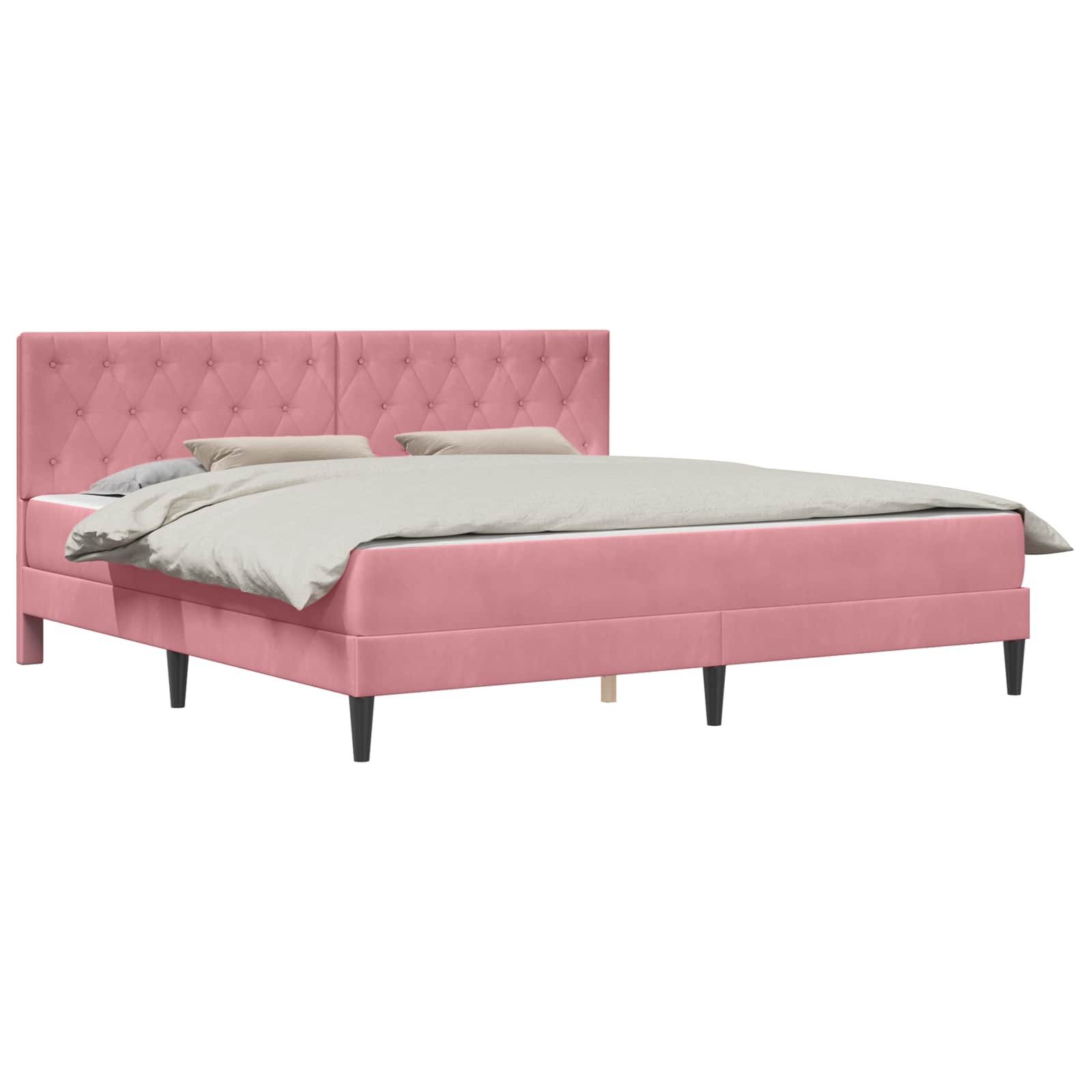 Bett Bettgestell mit Matratze mit Kopfteil Rosa 200 x 200 cm Samt