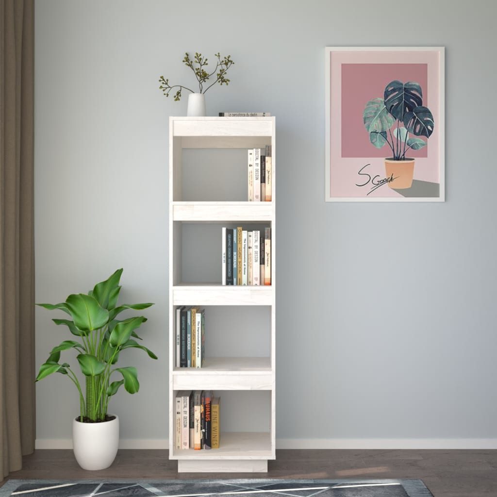 vidaXL Regal NA Standregal Bücherregal Raumteiler Holzregal Weiß 40x35x135 cm Massi