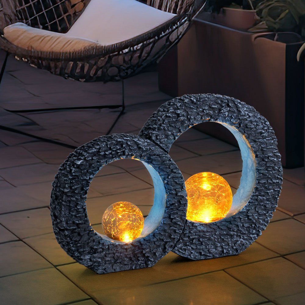 LED Gartendeko etc-shop Solarleuchte, verbaut, Solar fest Skulptur Dekoleuchte LED-Leuchtmittel