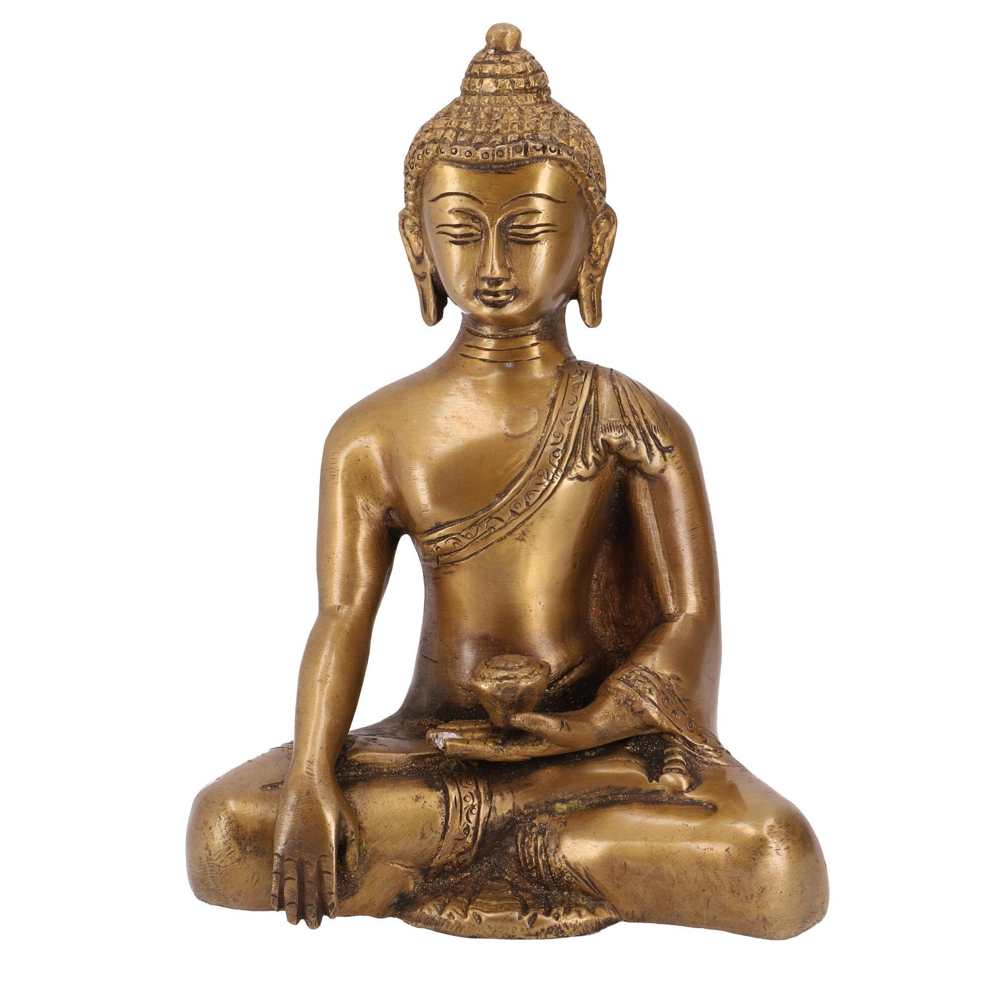 Guru-Shop Buddhafigur Buddha Statue aus Messing Bhumisparsa Mudra 16..